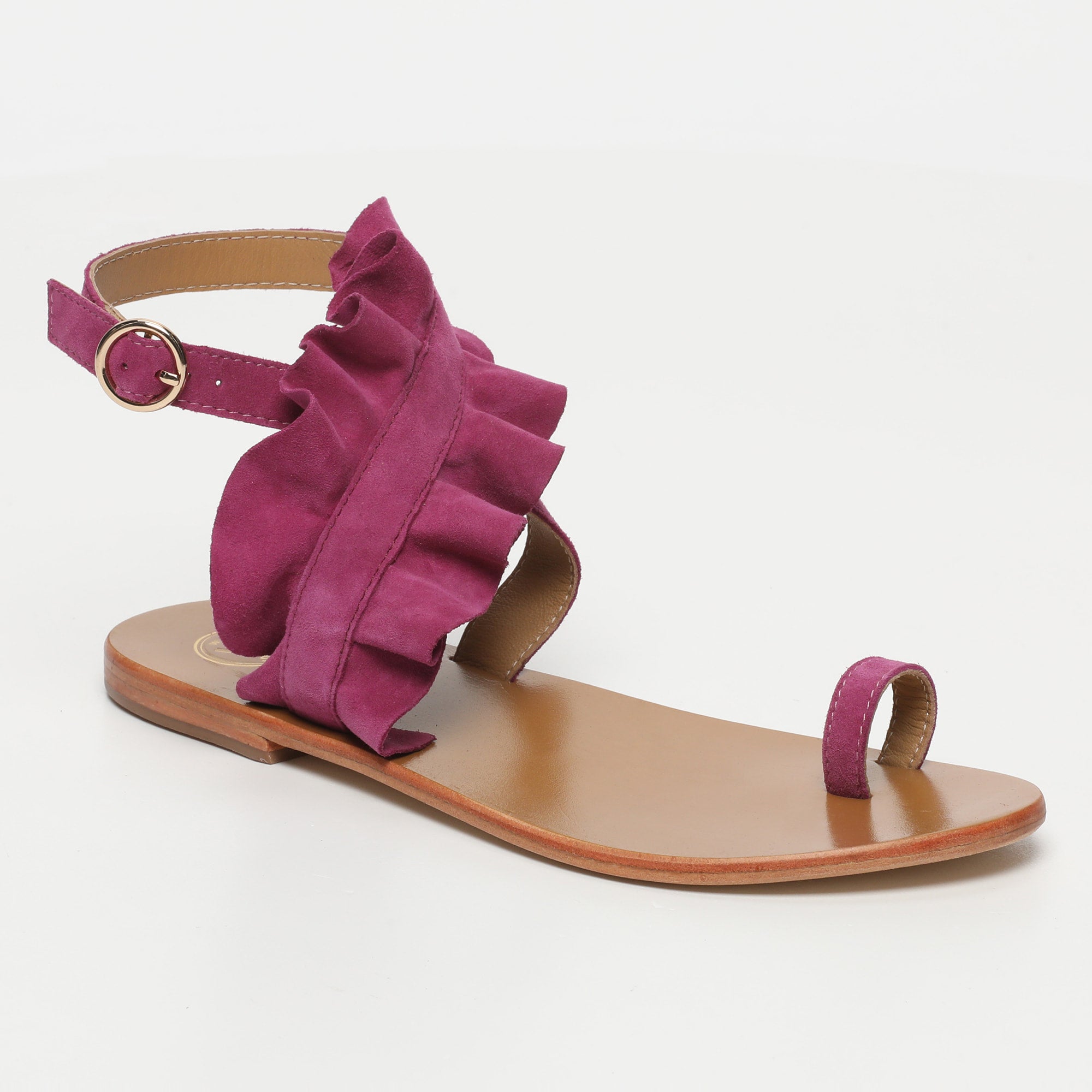 DEVIPRIYA sandales entre doigt fantaisie en cuir violet