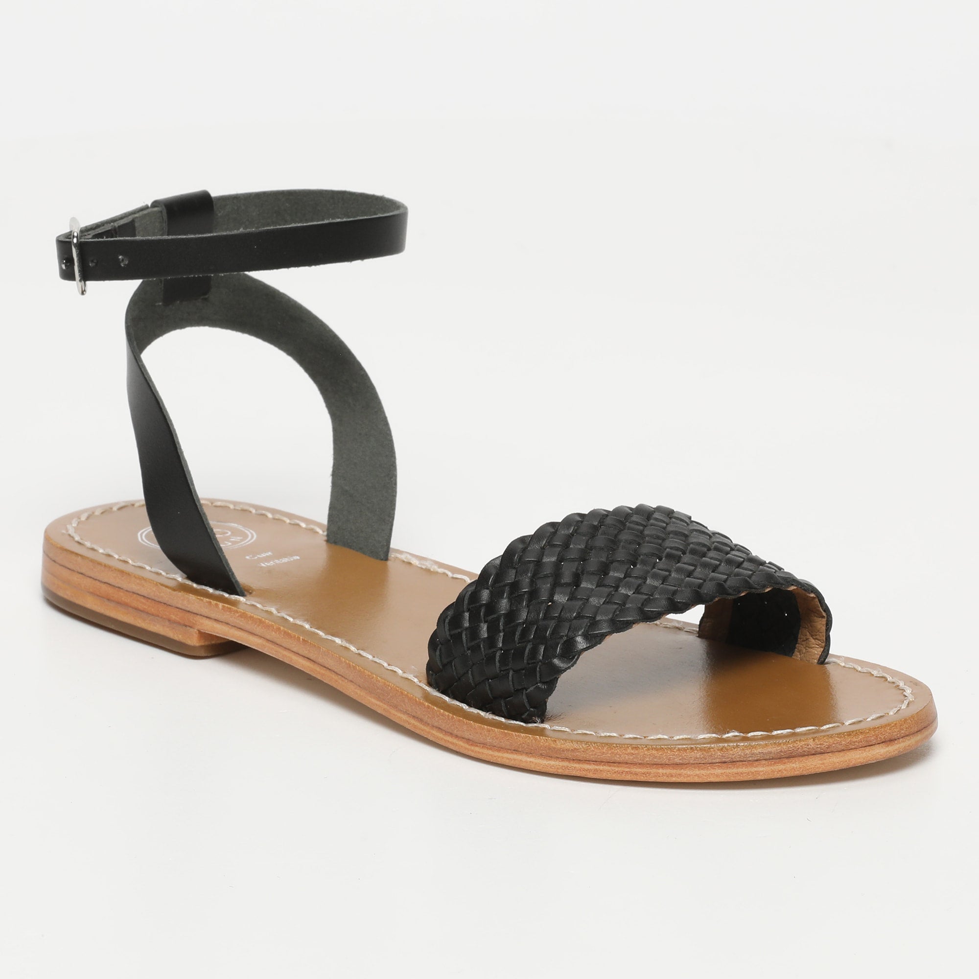 TAYTUM sandales bracelet de cheville tresse en cuir noir