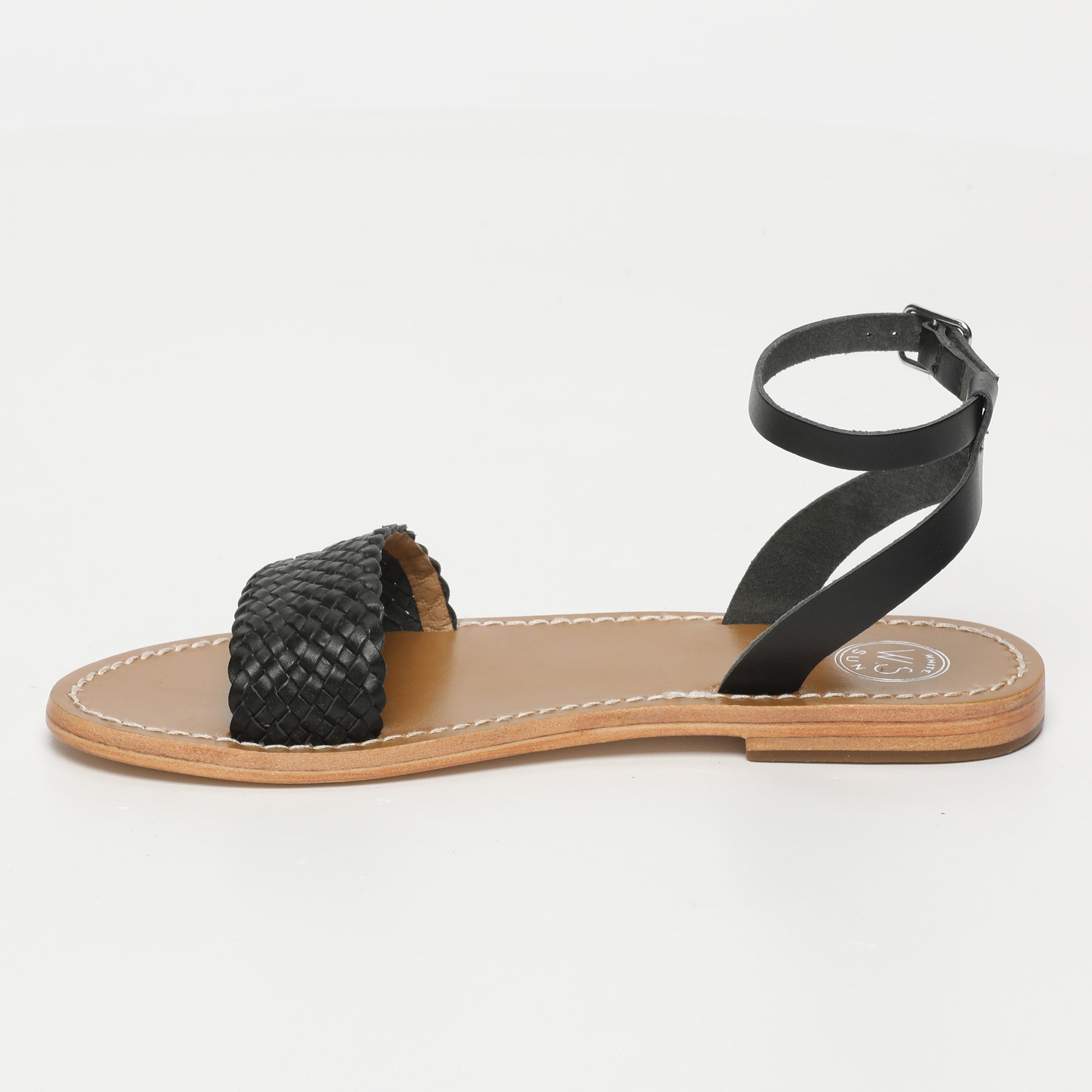TAYTUM sandales bracelet de cheville tresse en cuir noir