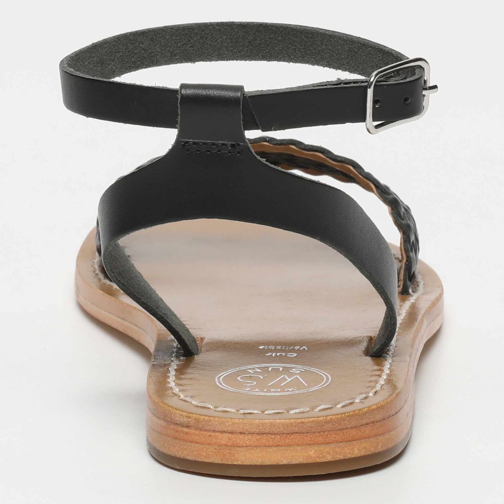 TAYTUM sandales bracelet de cheville tresse en cuir noir