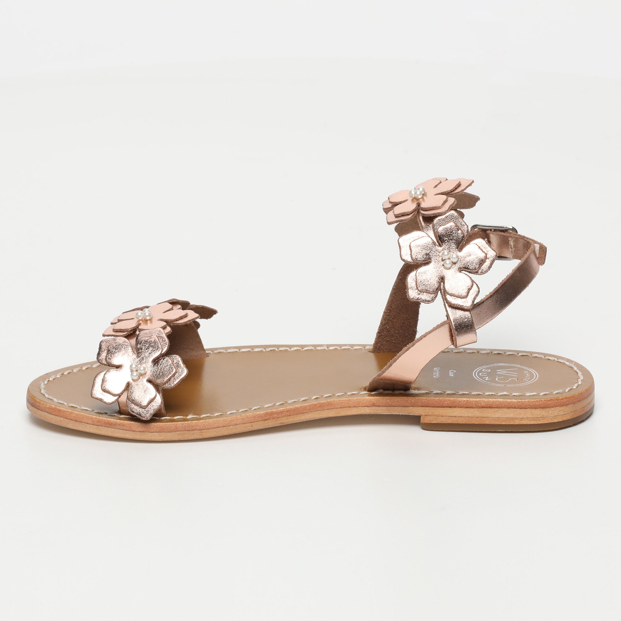 BABITA sandales fantaisie en cuir or rose