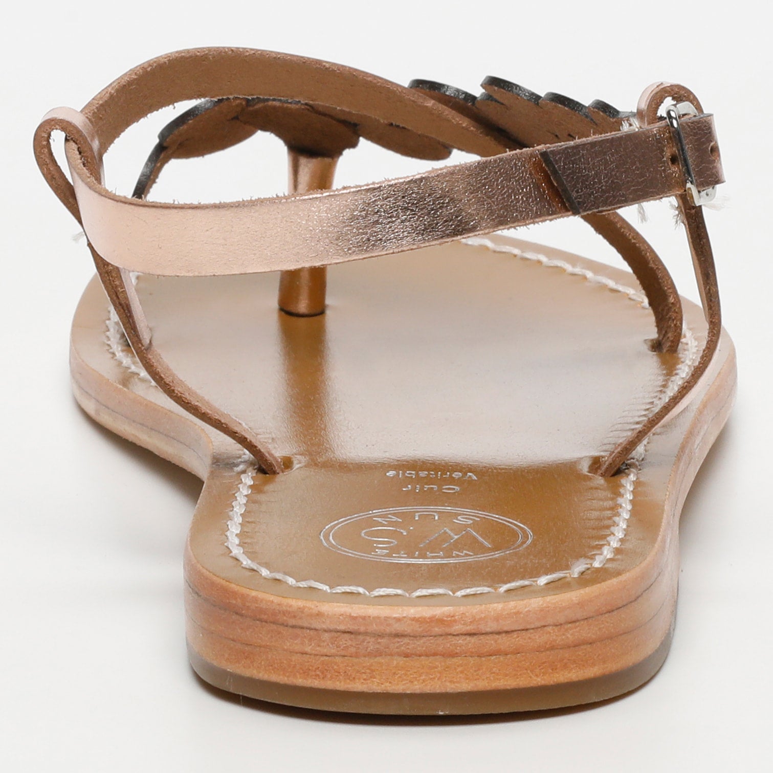BABLI sandales entre doigt fantaisie en cuir or rose