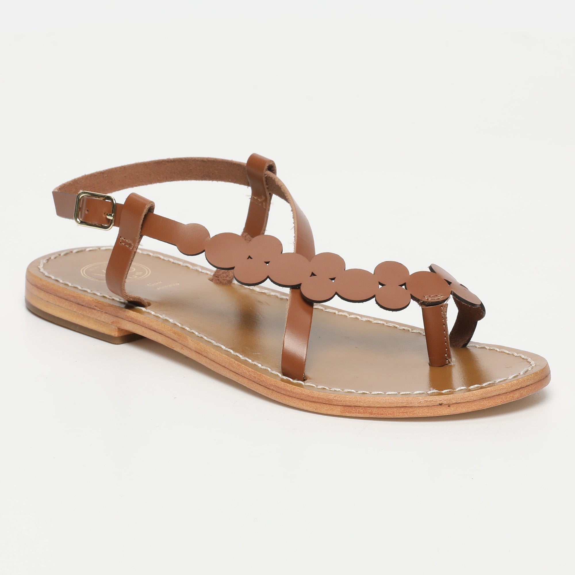 BABLI sandales entre doigt fantaisie en cuir camel