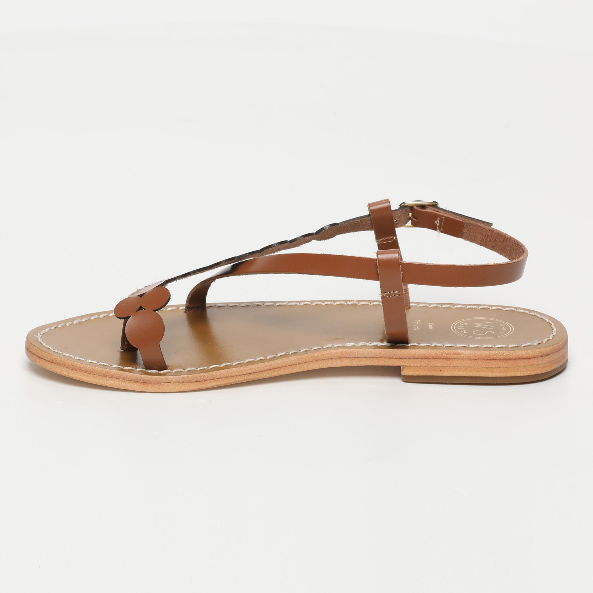 BABLI sandales entre doigt fantaisie en cuir camel