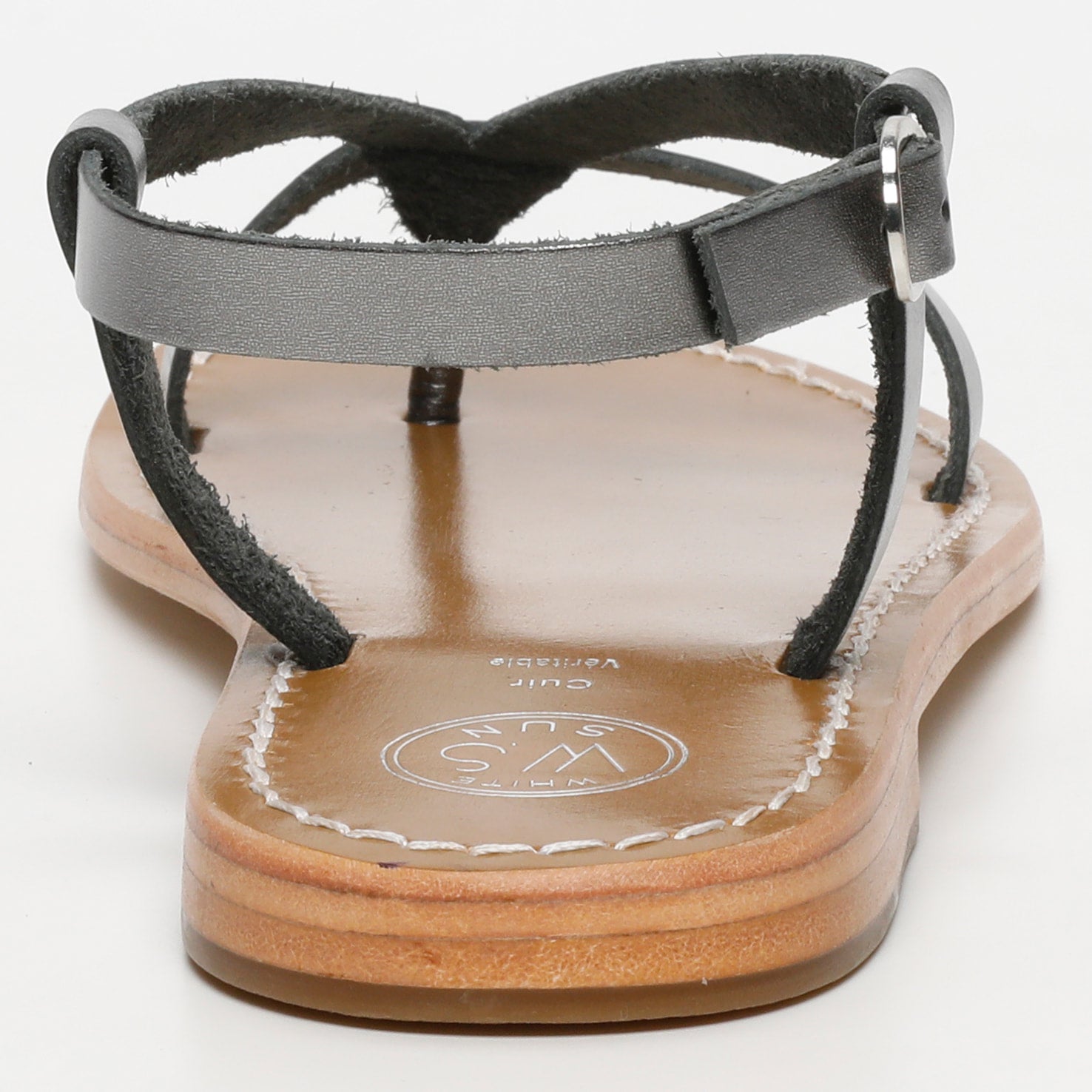 BAHULA sandales fantaisie en cuir étain