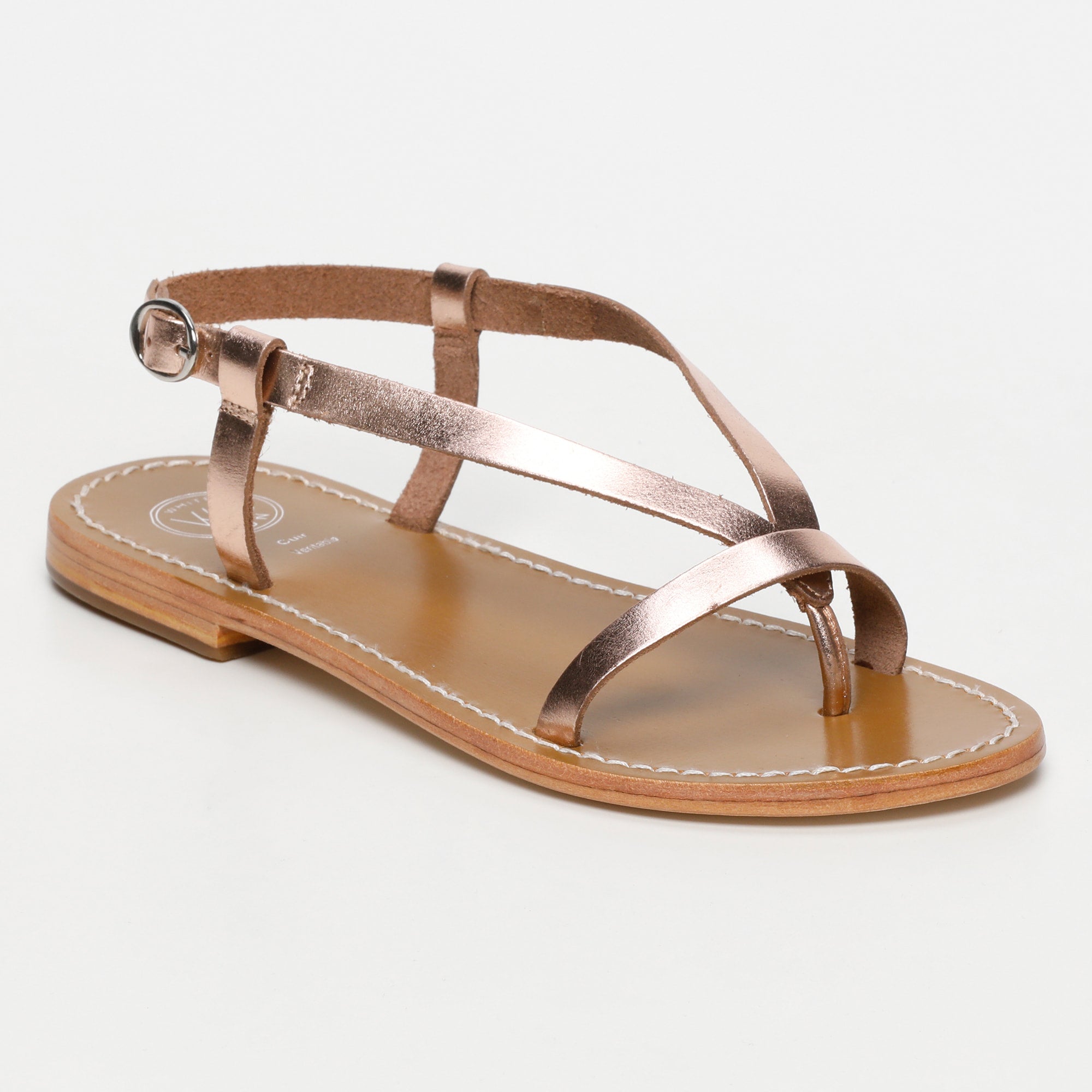 BAHULA sandales en cuir or rose