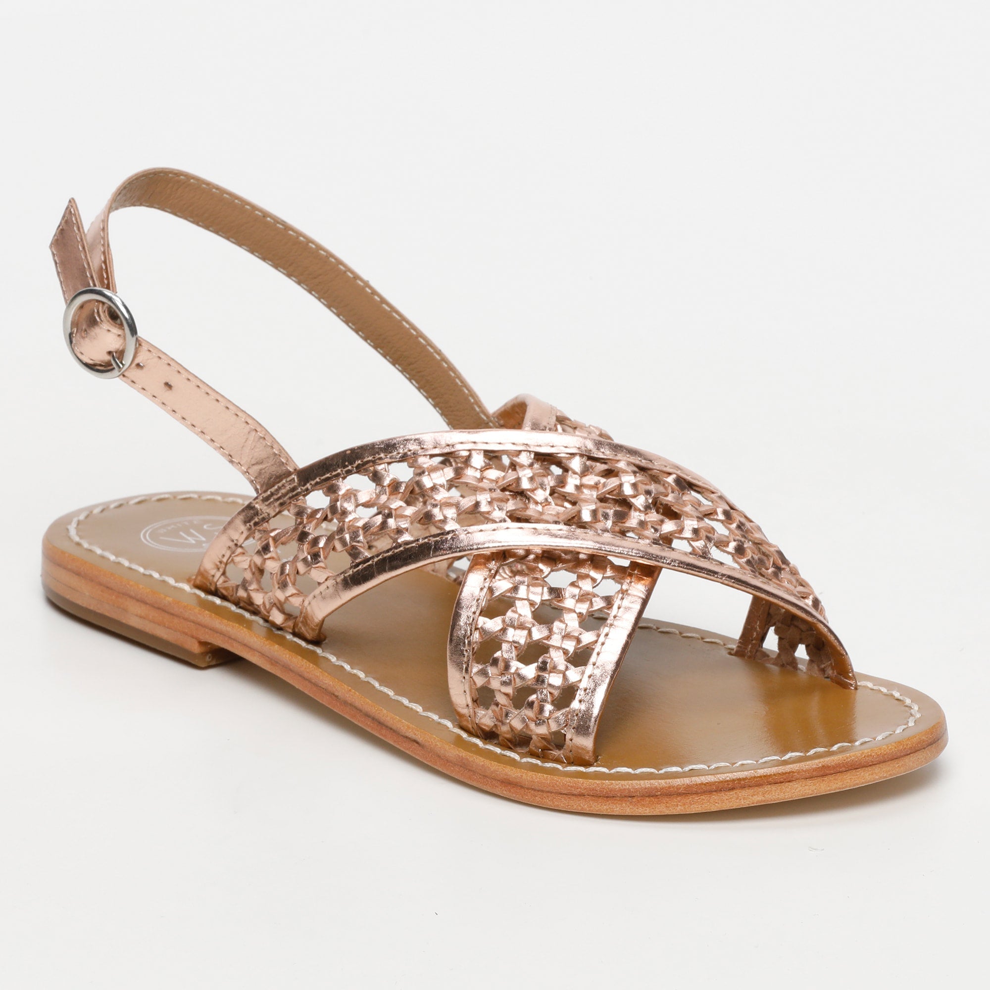 BAISHAKH sandales tresse en cuir or rose