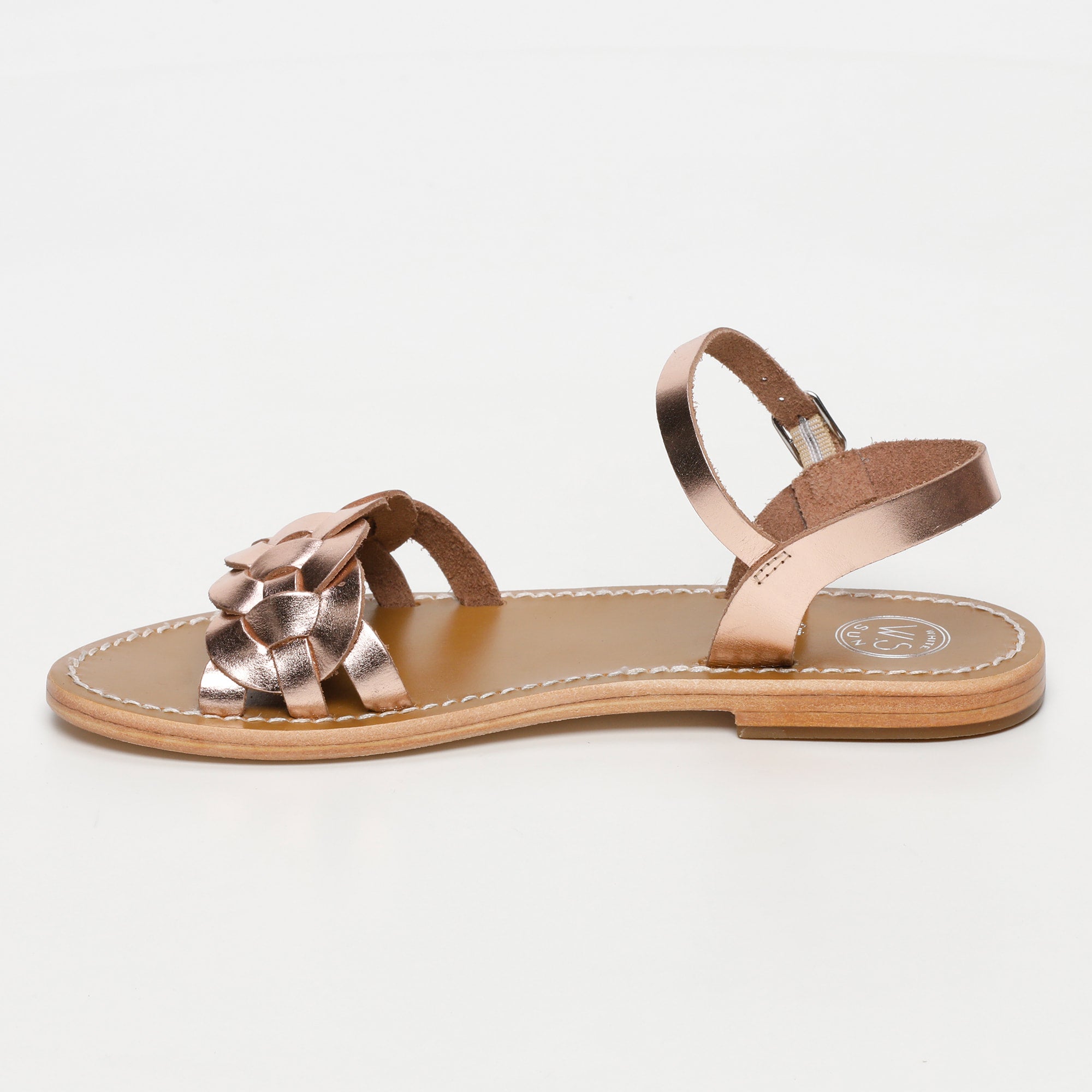 BANDANA sandales en cuir or rose