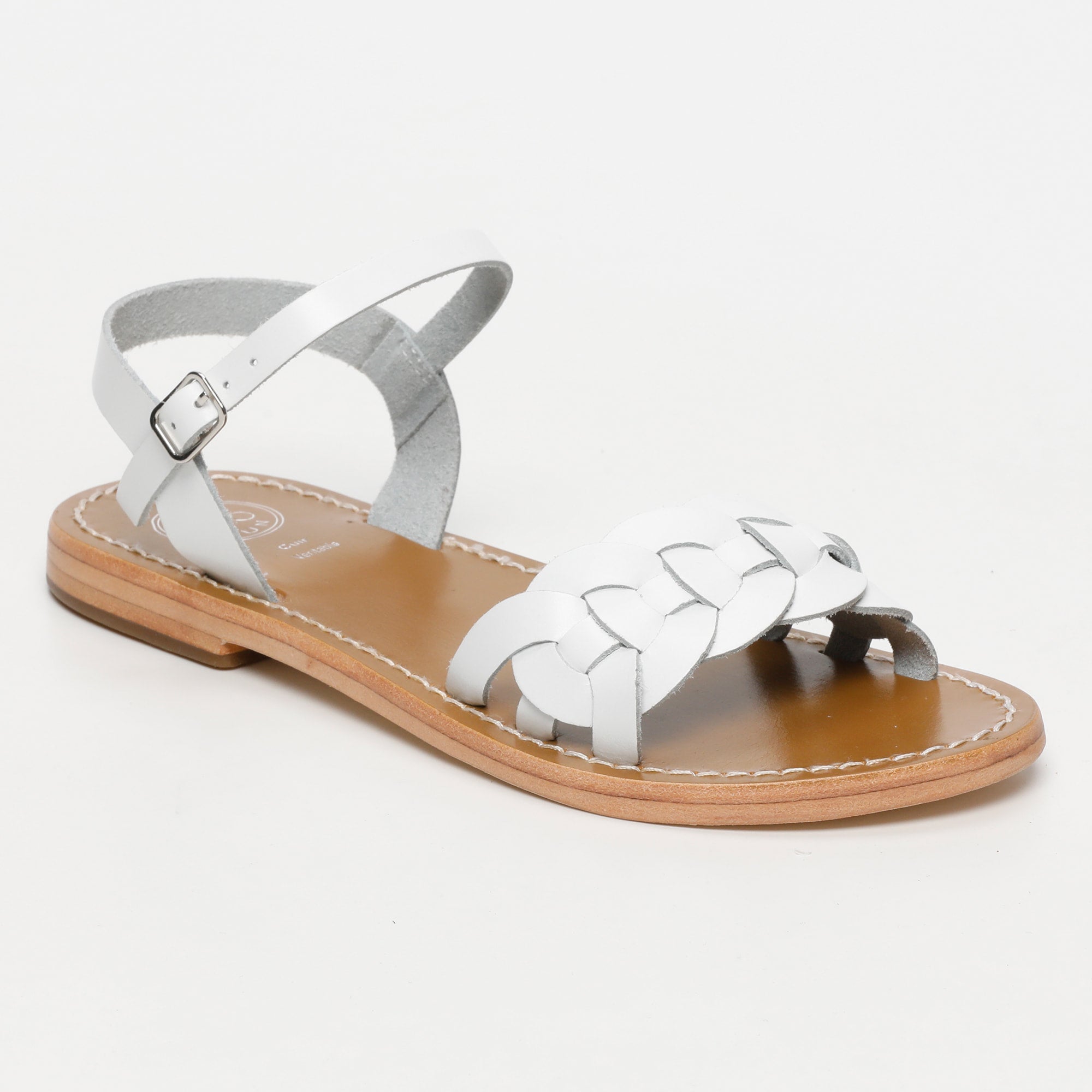 BANDANA sandales en cuir blanc