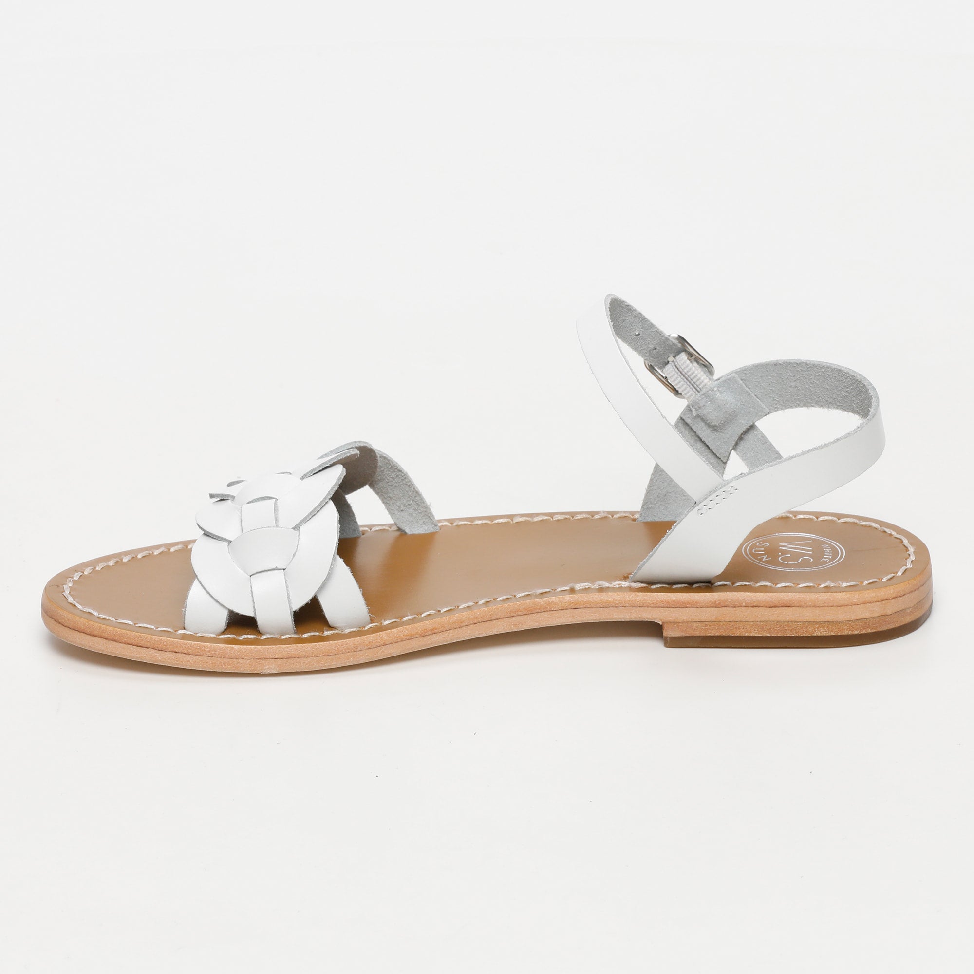 BANDANA sandales en cuir blanc
