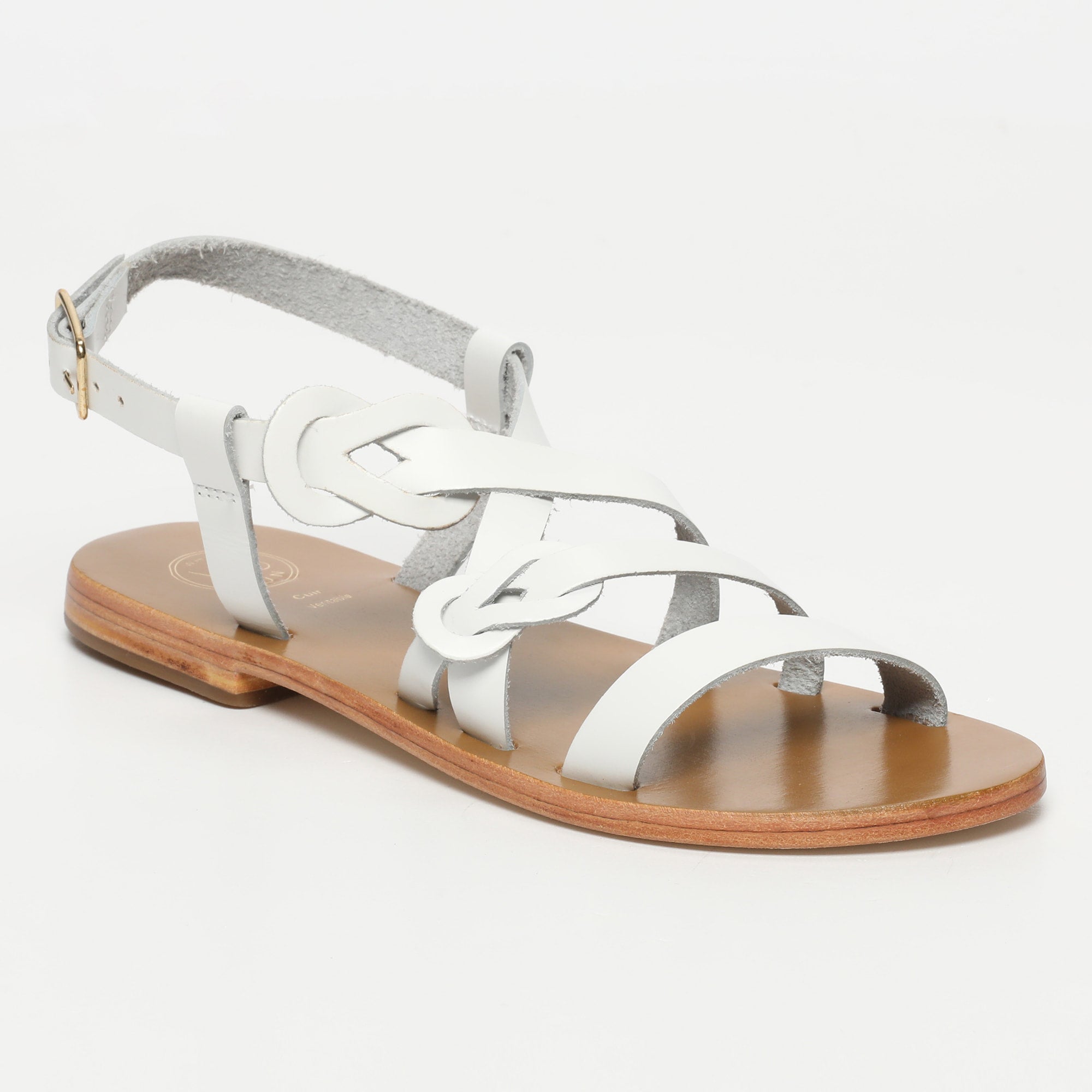 BHAVANE sandales en cuir blanc