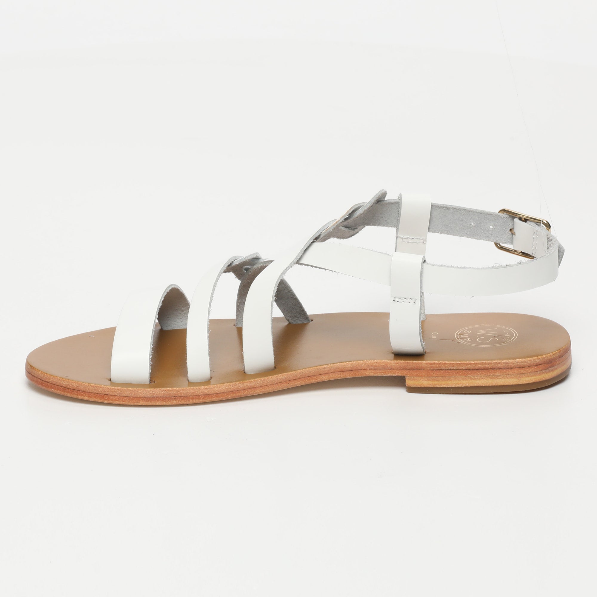 BHAVANE sandales en cuir blanc