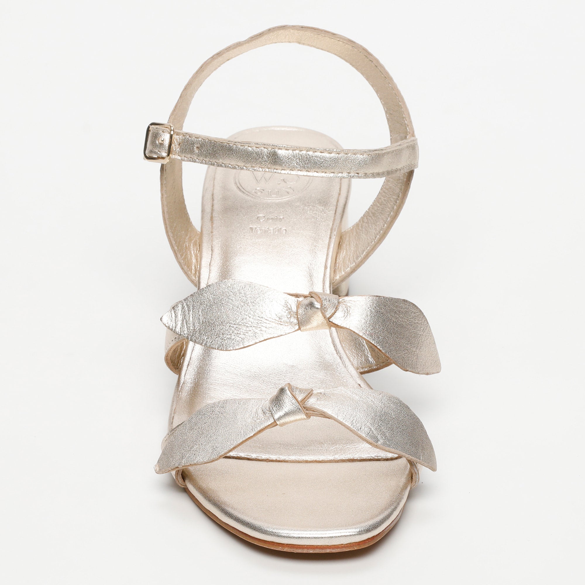 TALOA sandales talon fantaisie en cuir or