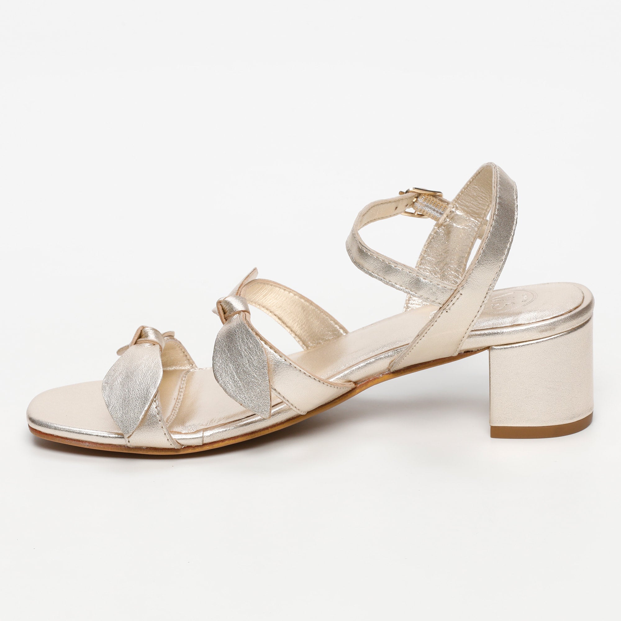 TALOA sandales talon fantaisie en cuir or