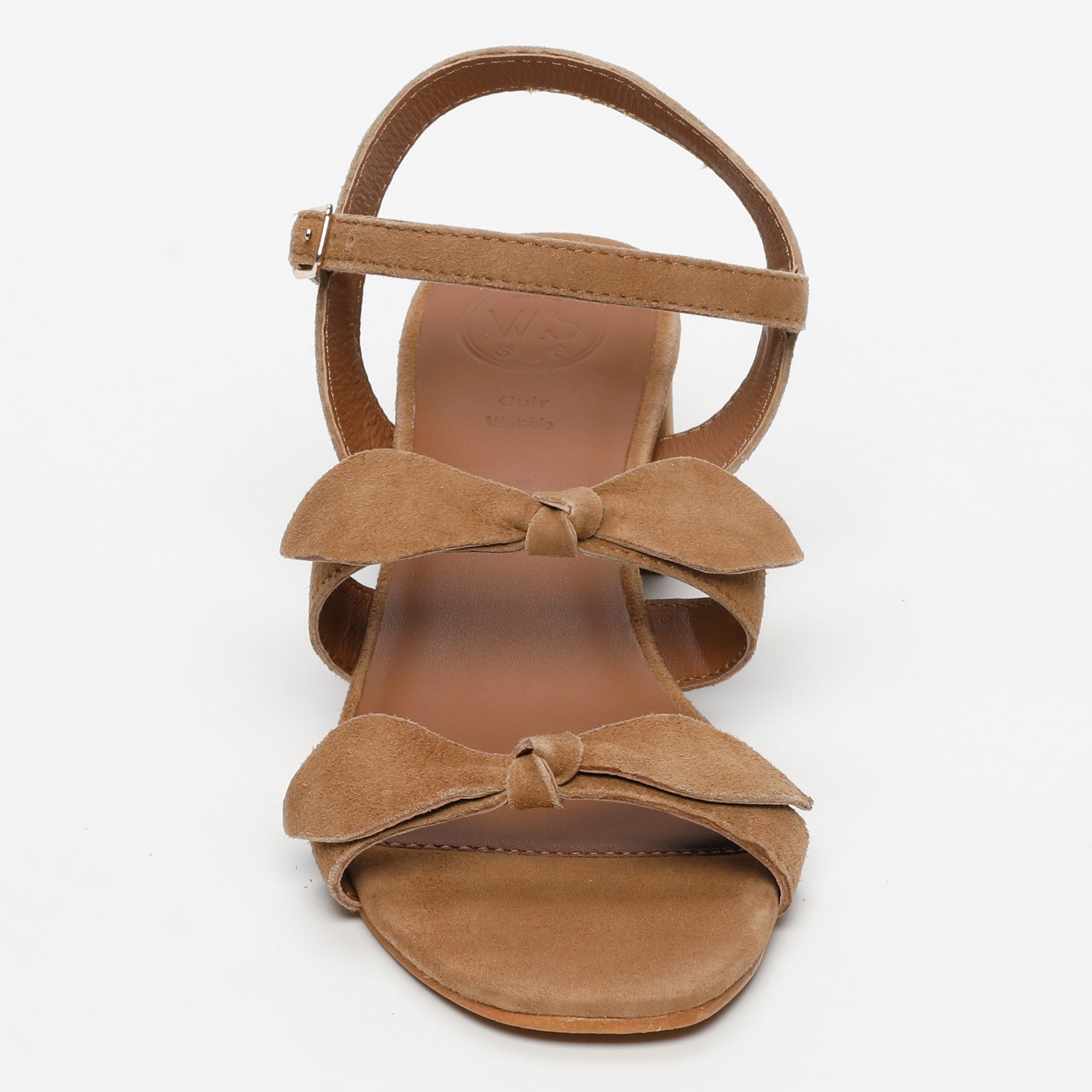 TALOA sandales talon fantaisie en cuir camel