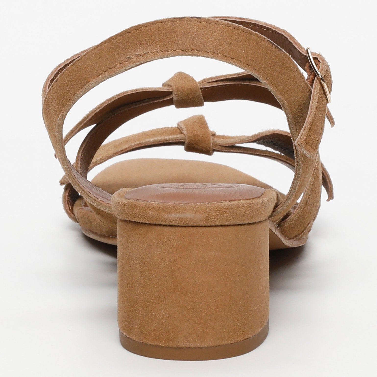 TALOA sandales talon fantaisie en cuir camel