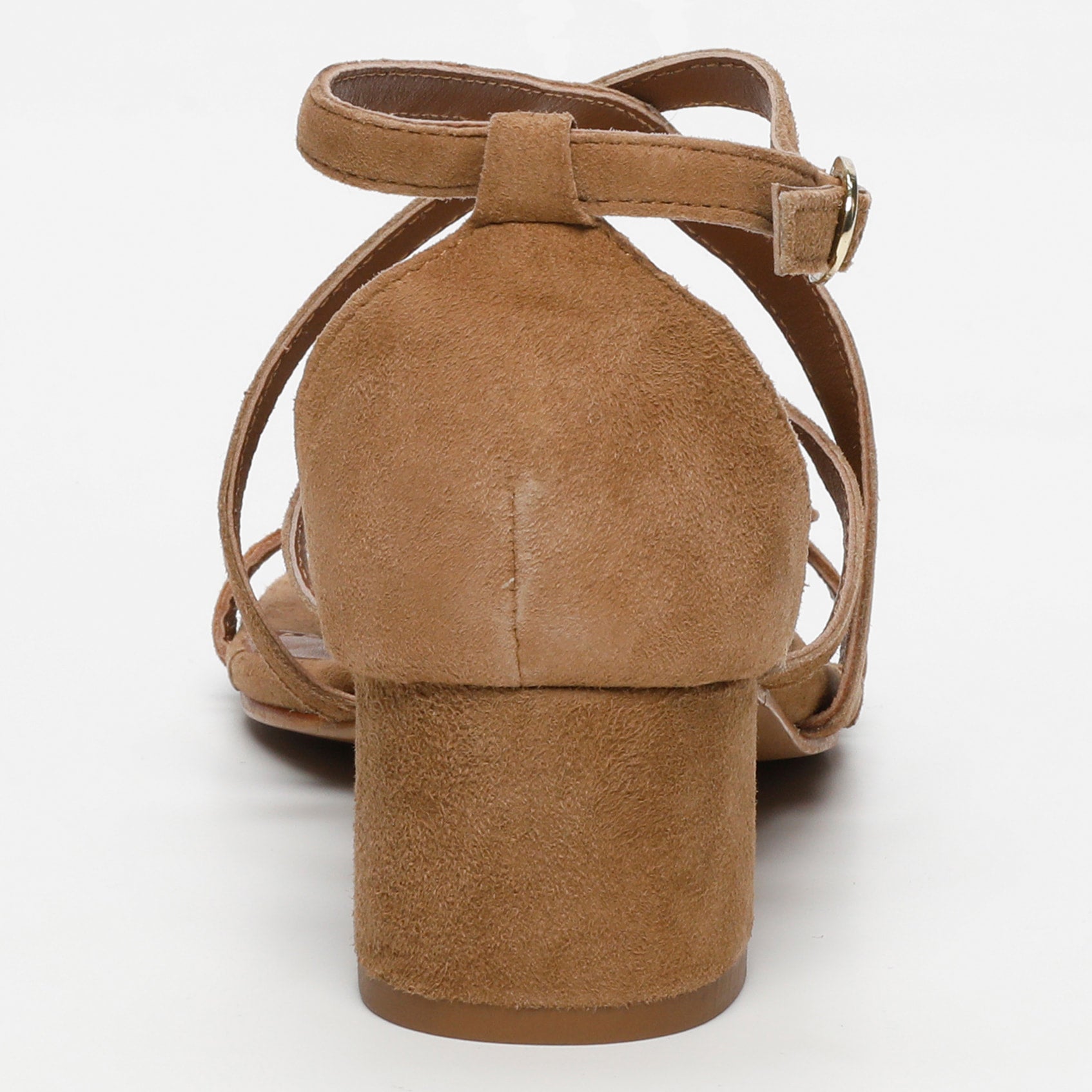 AUGUSTA sandales talon fantaisie en cuir camel