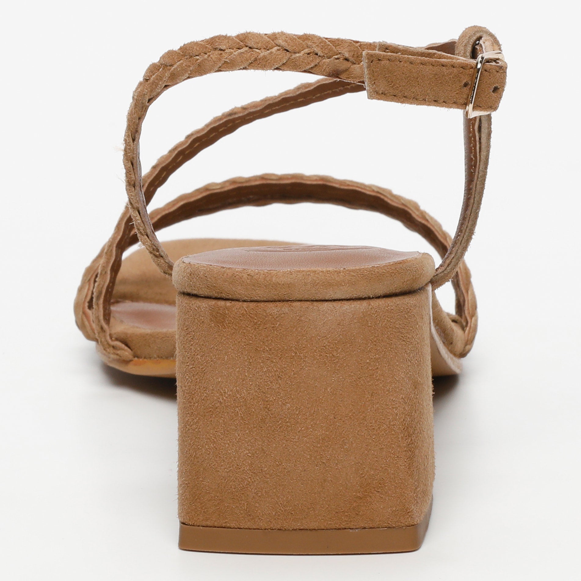 RIVIERA sandales talon tresse en cuir camel