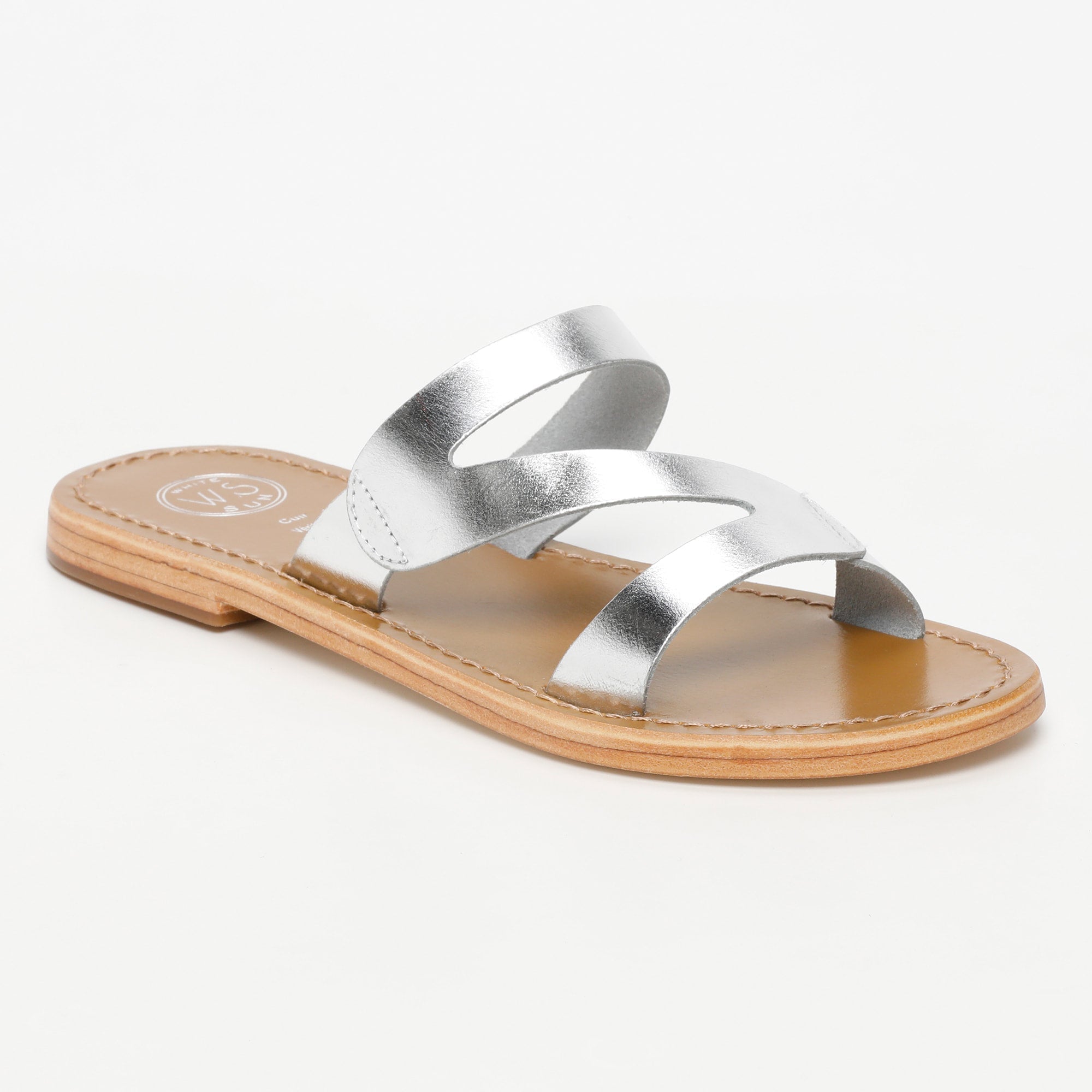 PALAMOS mules en cuir argent