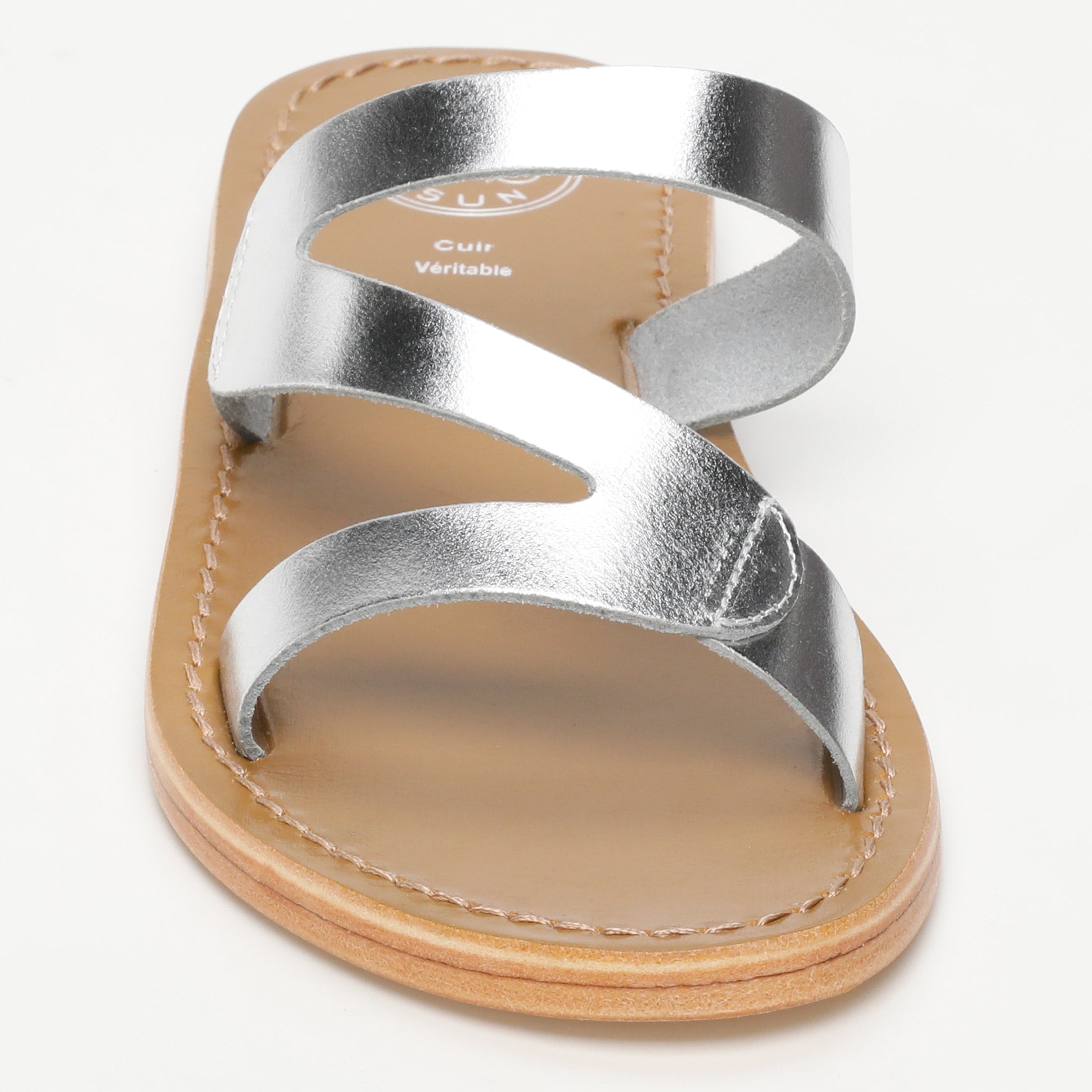 PALAMOS mules en cuir argent