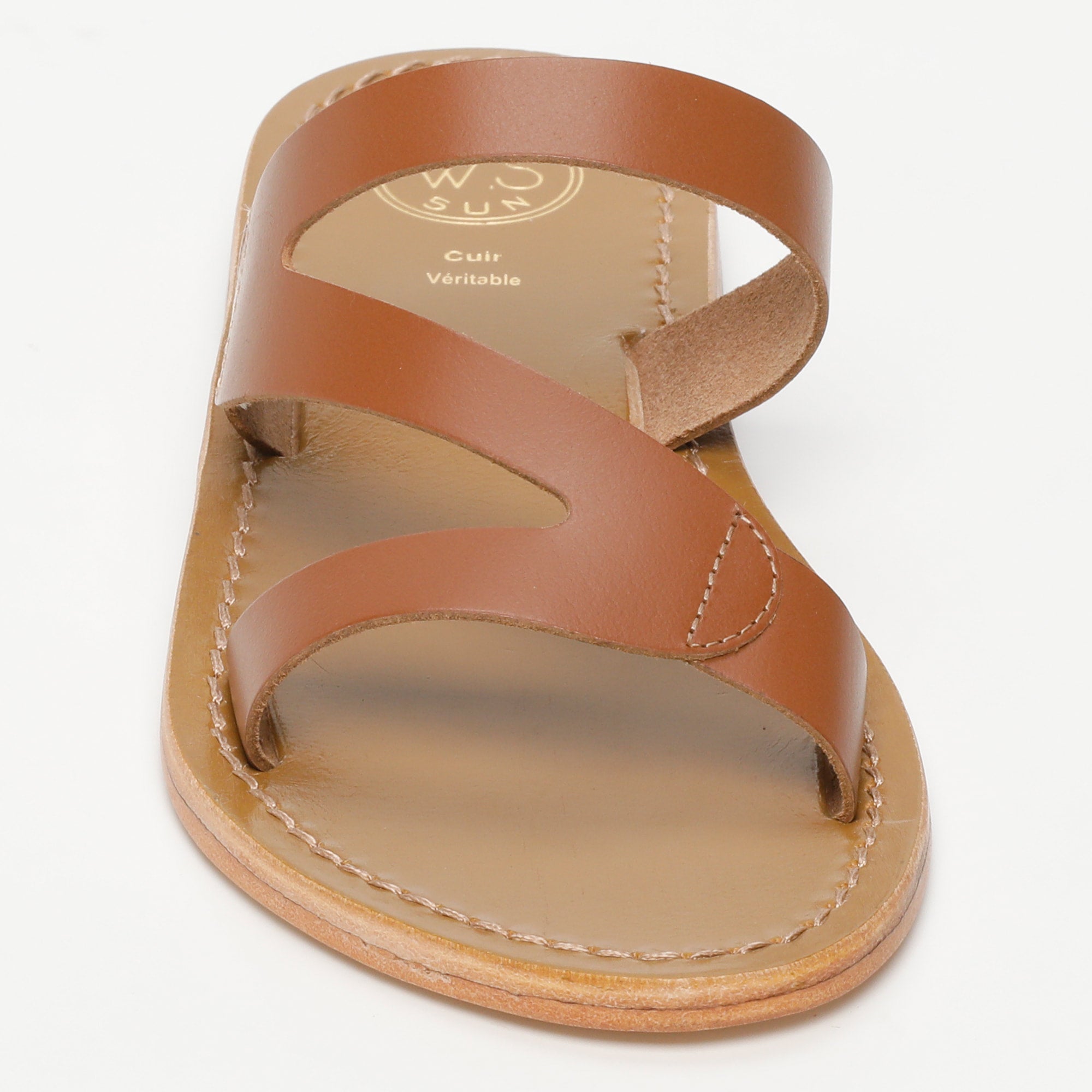 PALAMOS mules en cuir camel