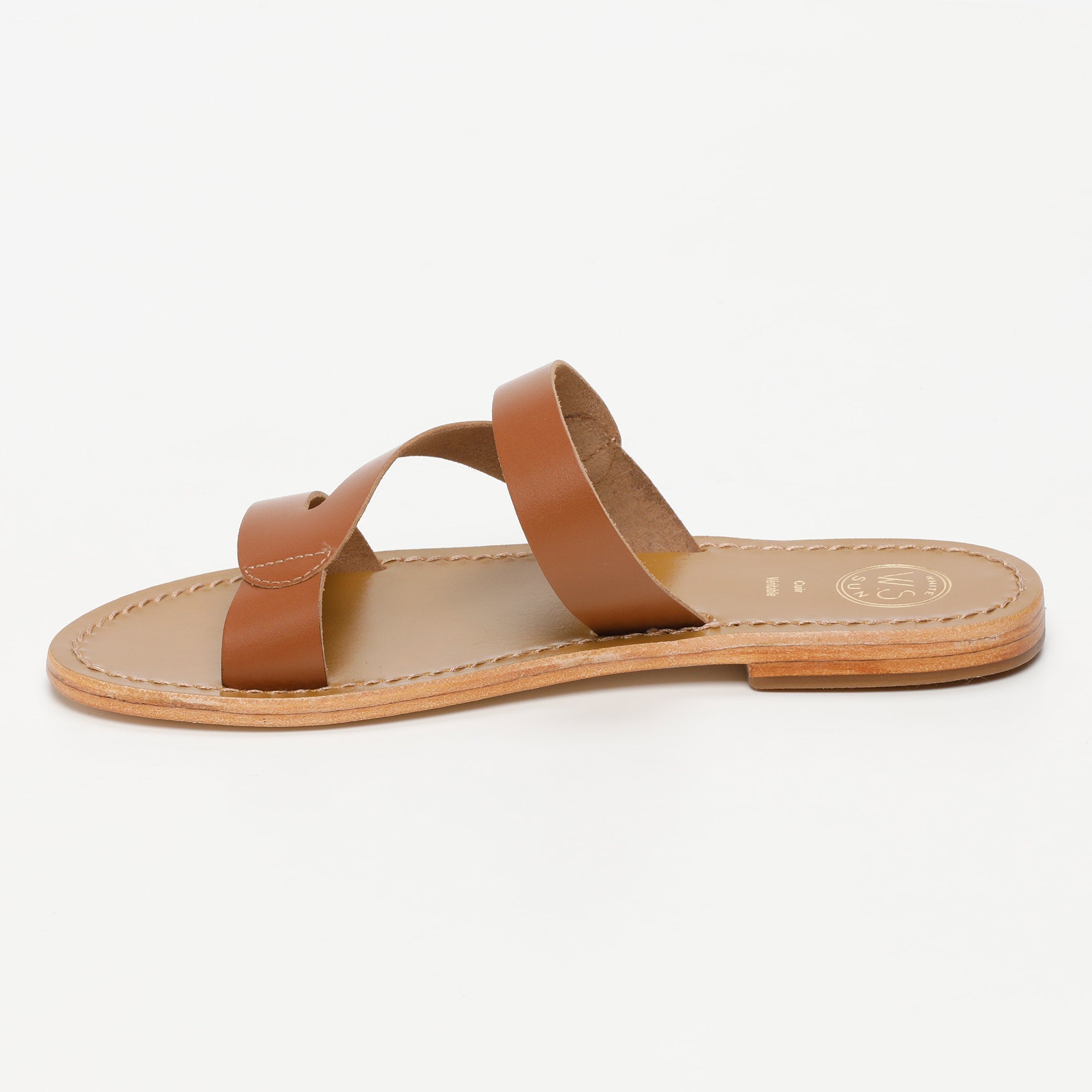 PALAMOS mules en cuir camel