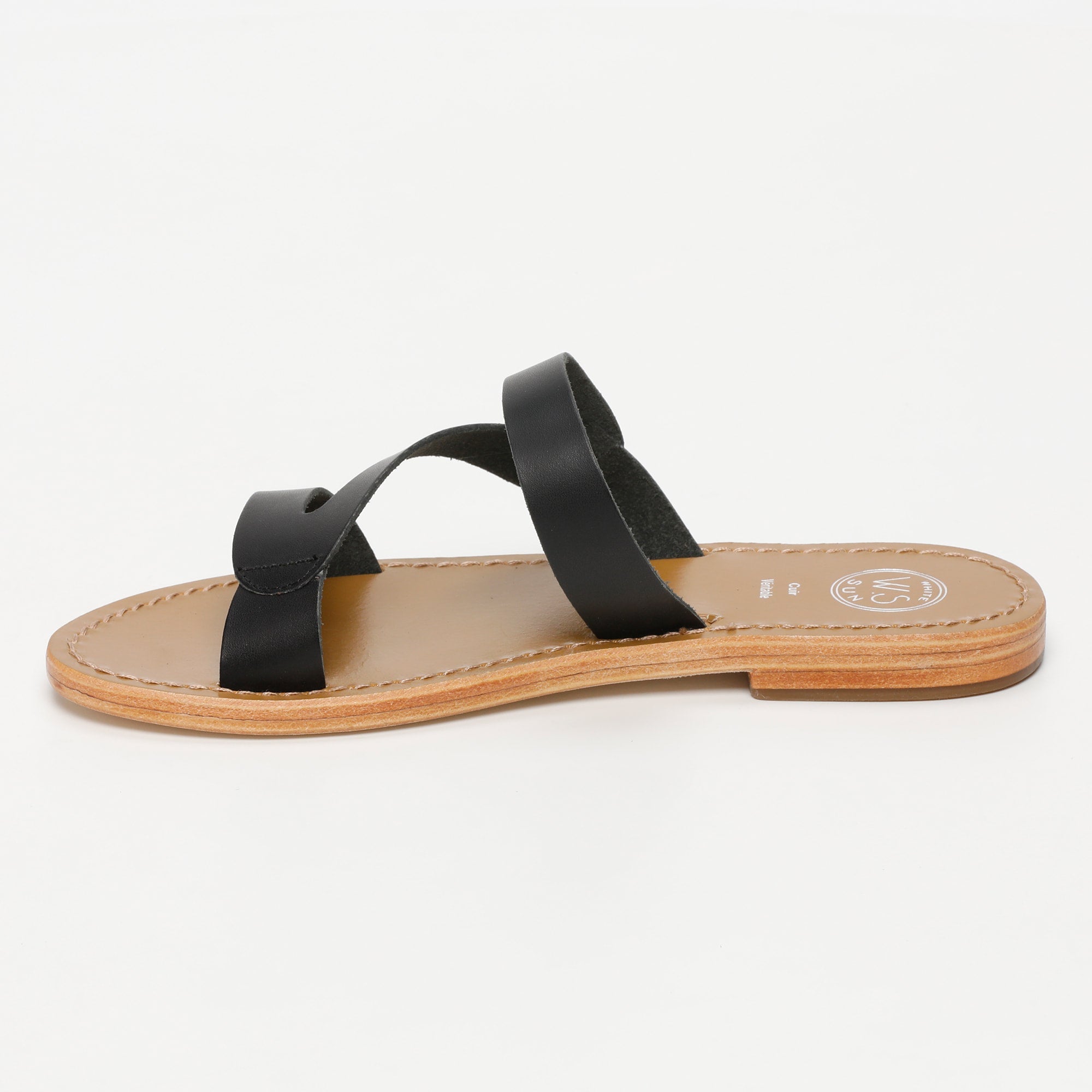 PALAMOS mules en cuir noir