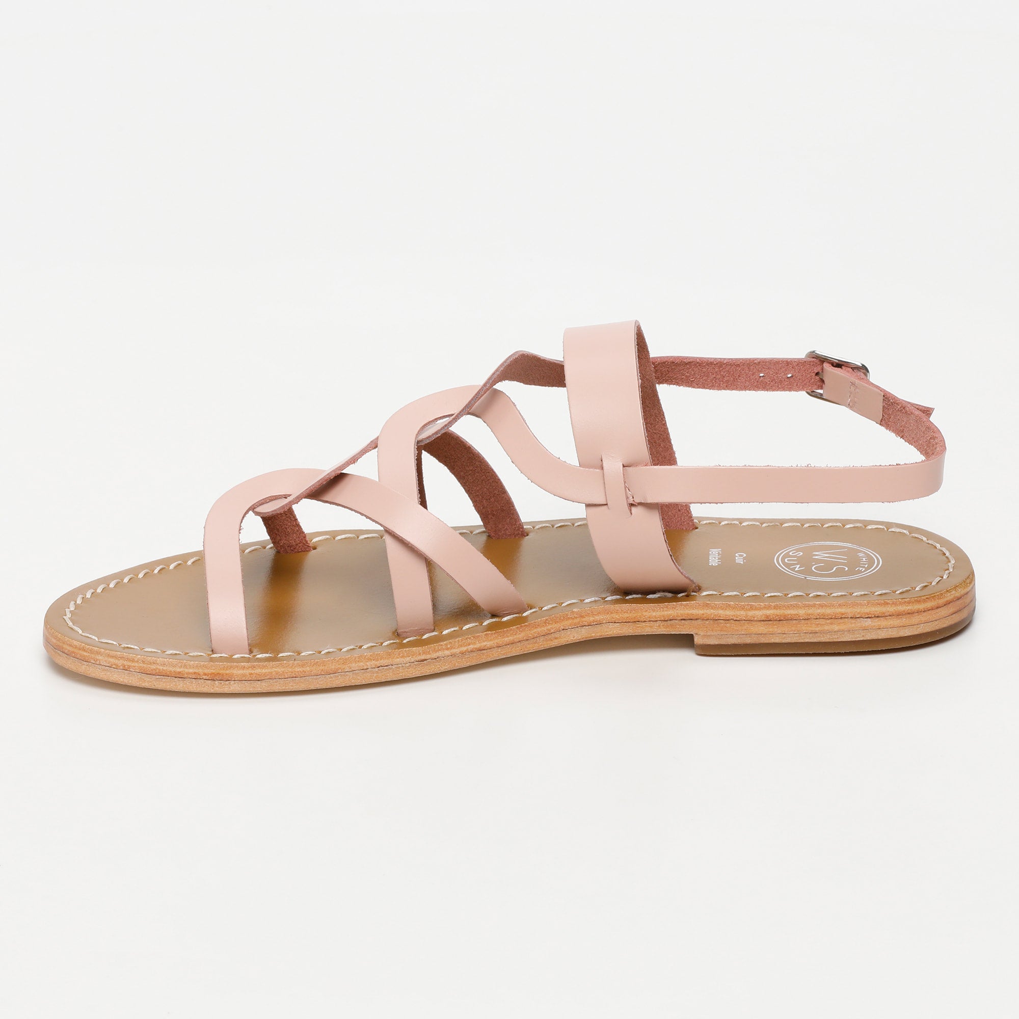 TONOSI sandales en cuir rose