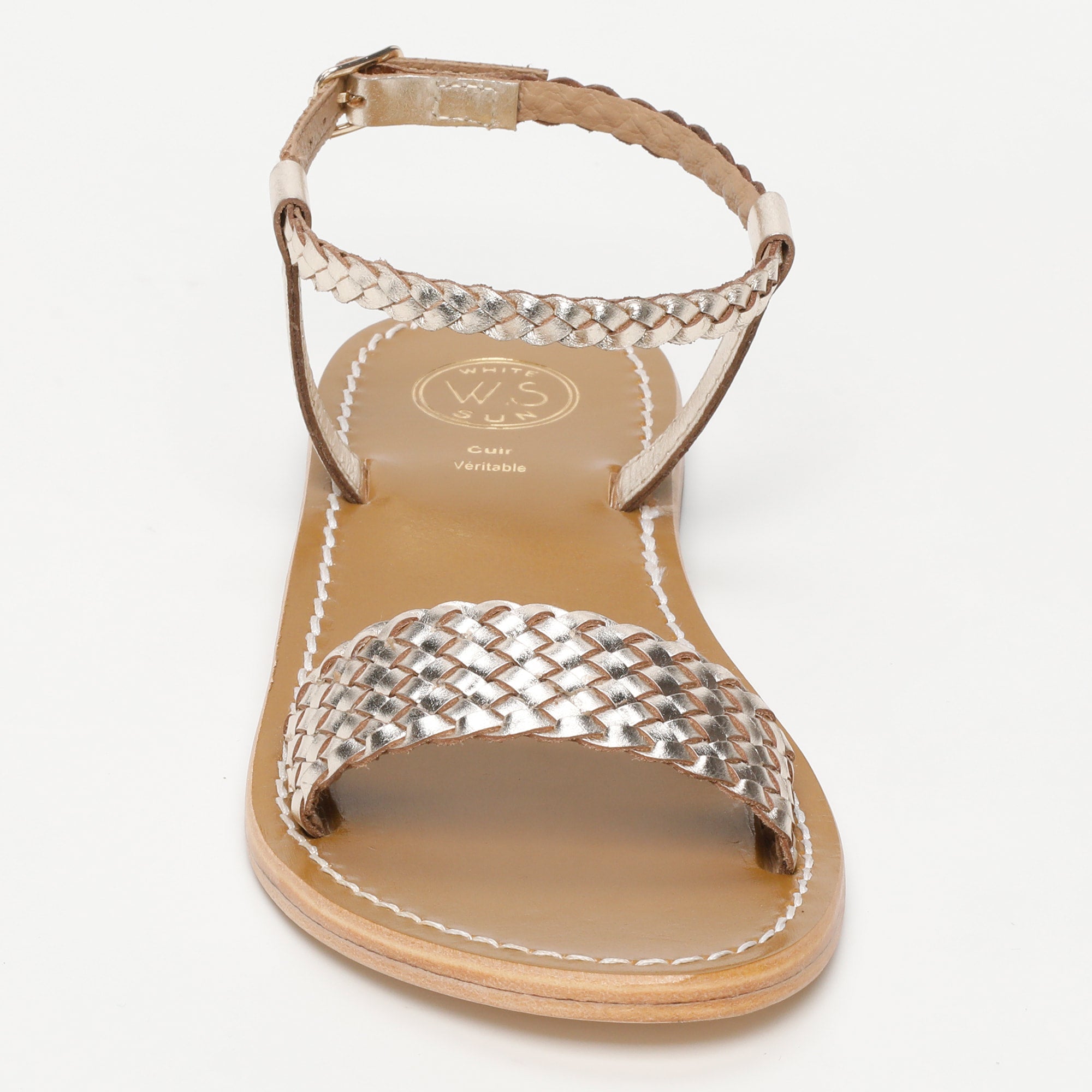 SABOGA sandales bracelet de cheville tresse en cuir or