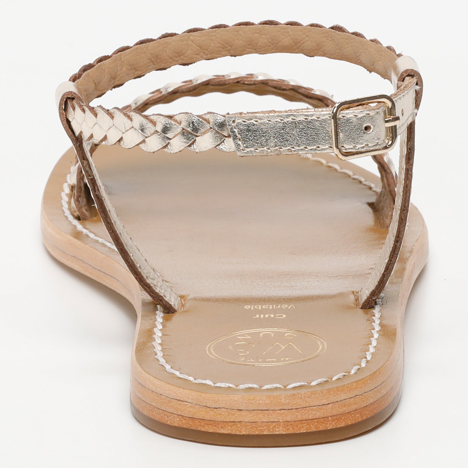 SABOGA sandales bracelet de cheville tresse en cuir or