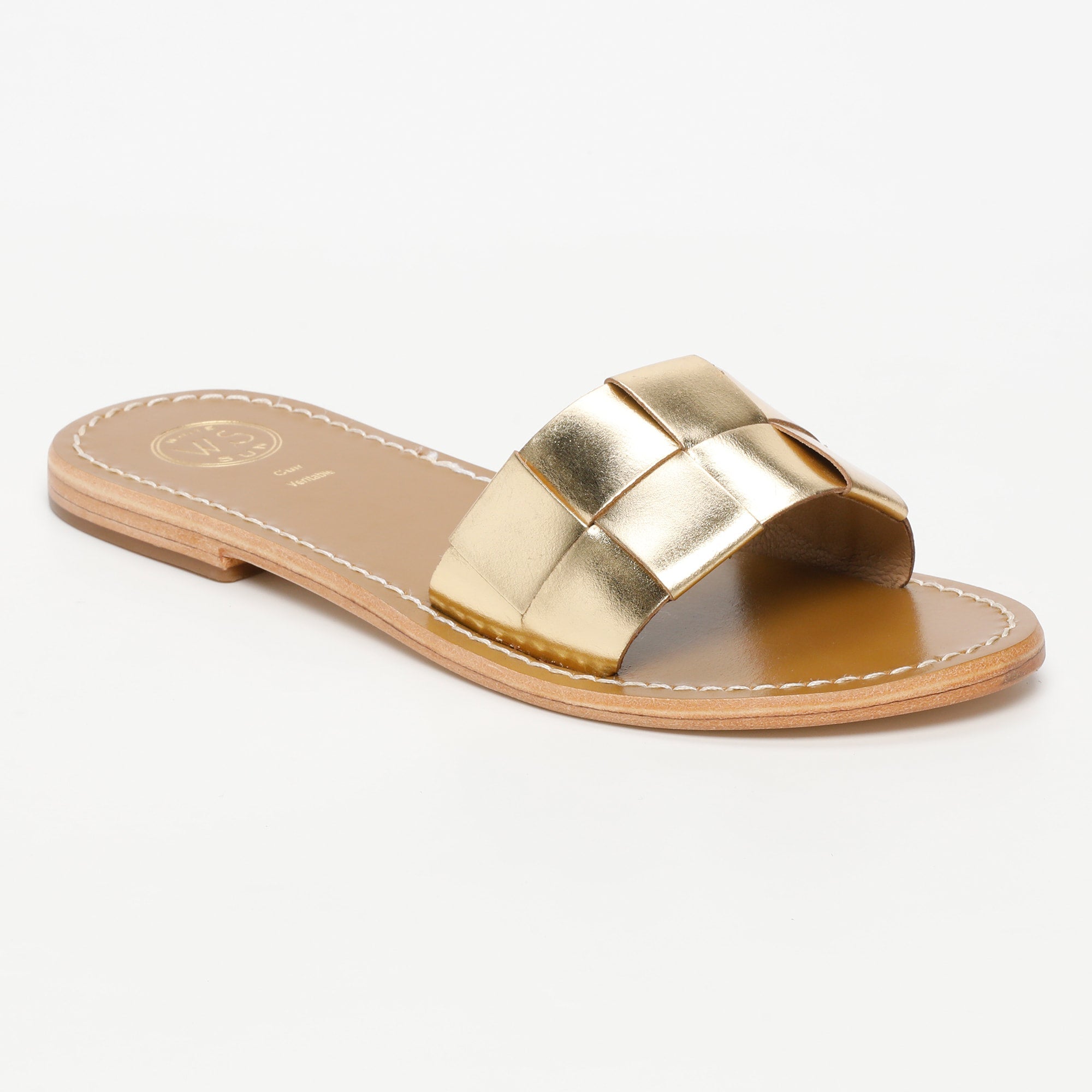 TUCANO mules en cuir or foncé