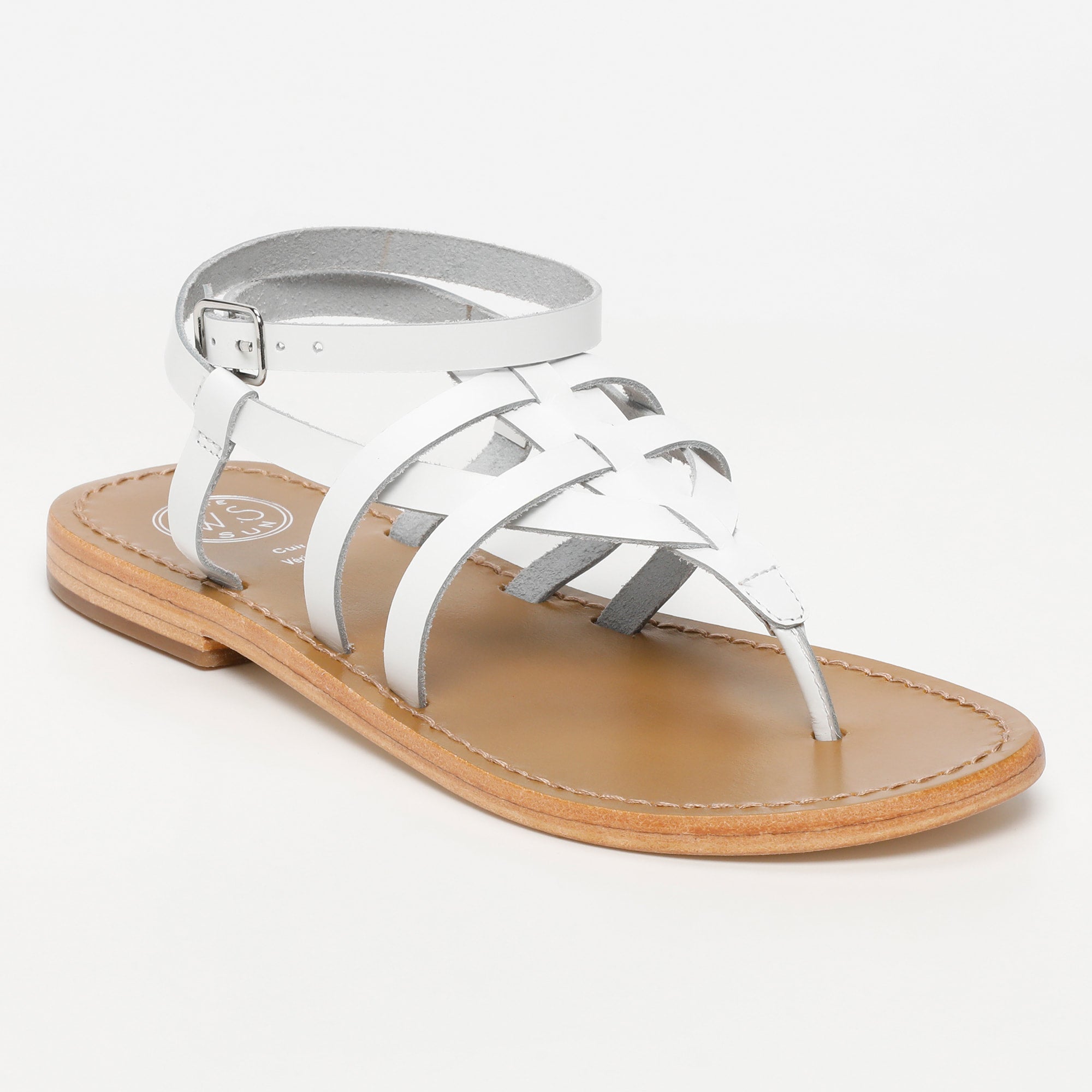 MAIA sandales spartiates entre doigt en cuir blanc