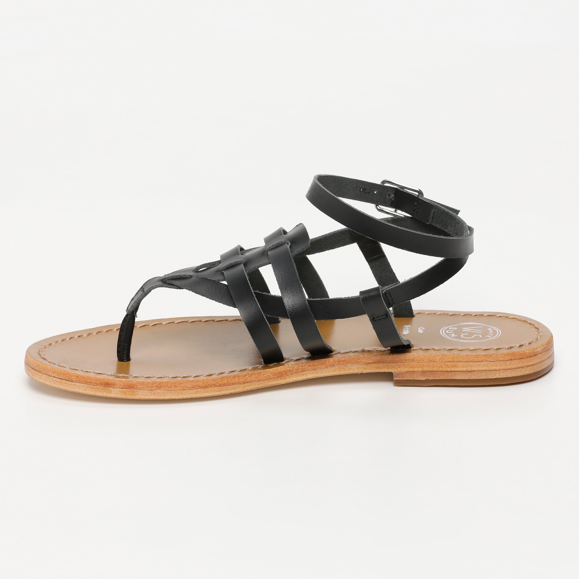 MAIA sandales spartiates entre doigt en cuir noir