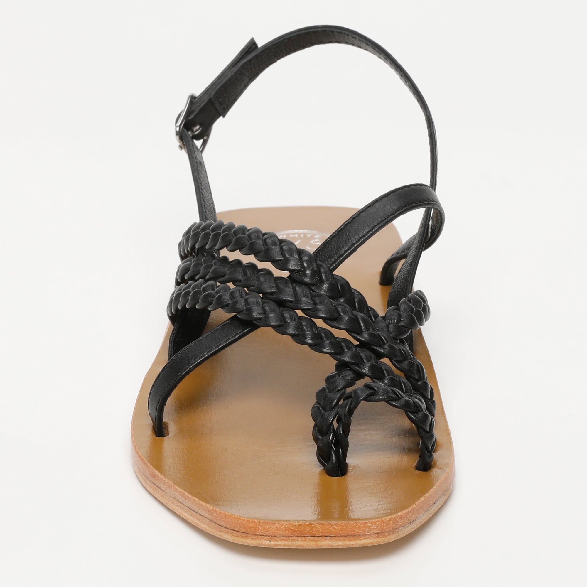 ASCAN sandales entre doigt tresse en cuir noir