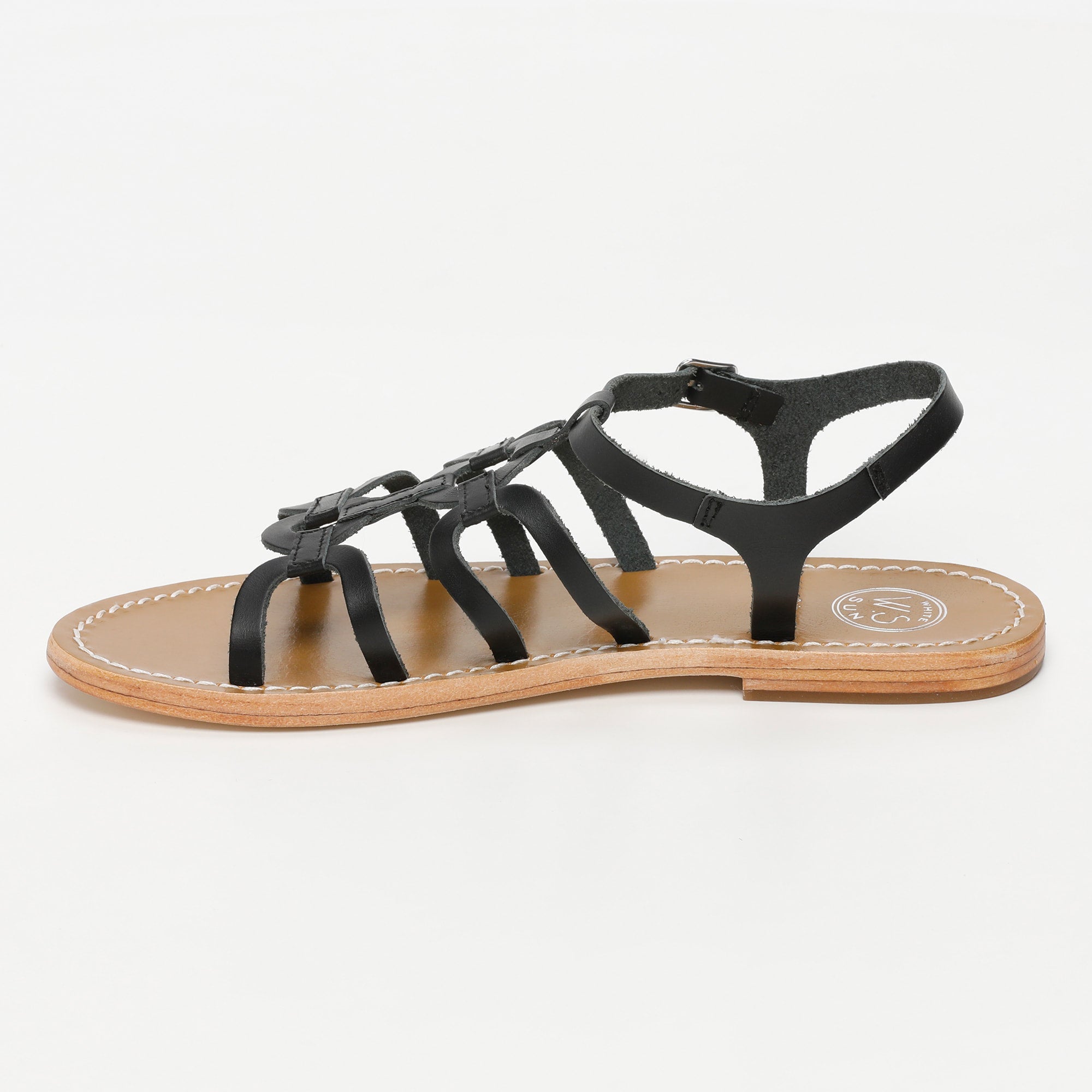 IMENI sandales en cuir noir