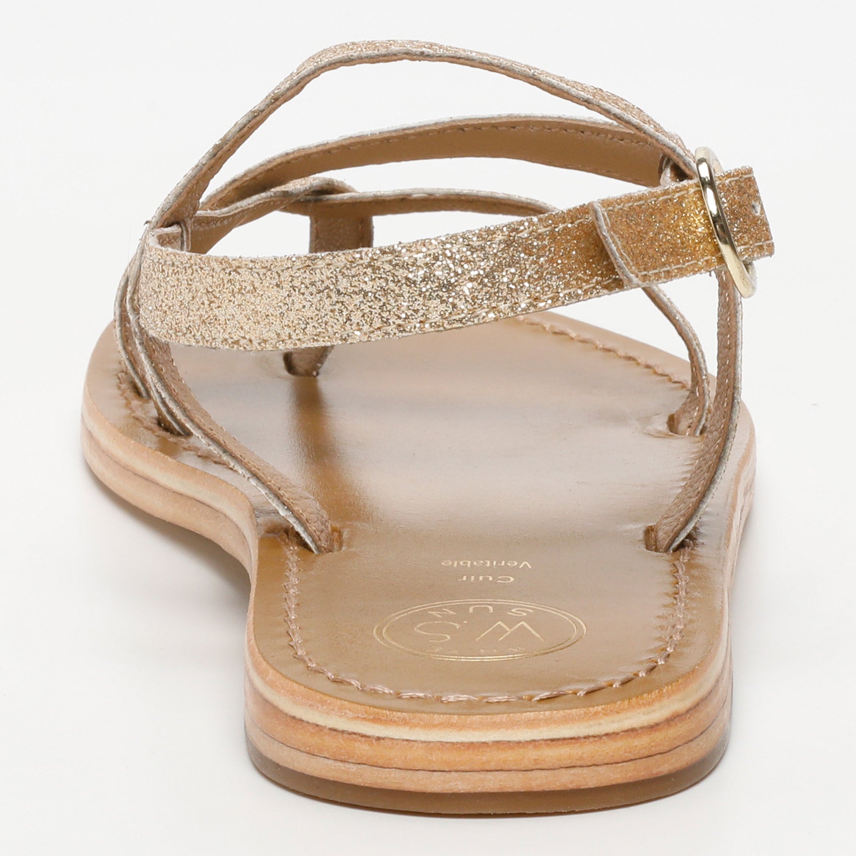 ALASSIO sandales entre doigt en cuir paillettes or