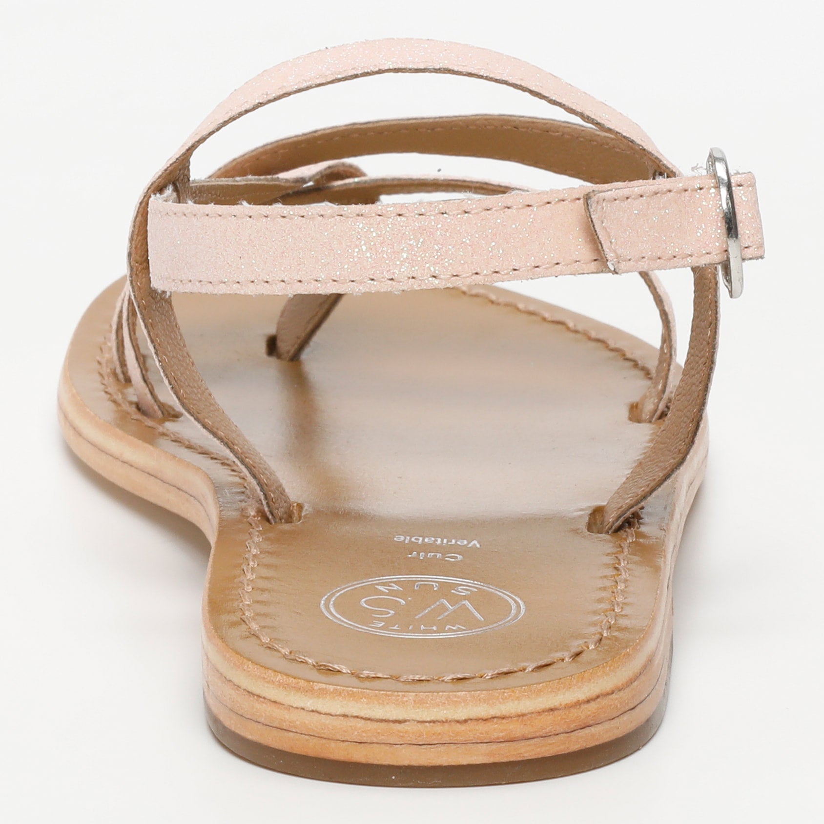 ALASSIO sandales entre doigt en cuir paillettes rose clair