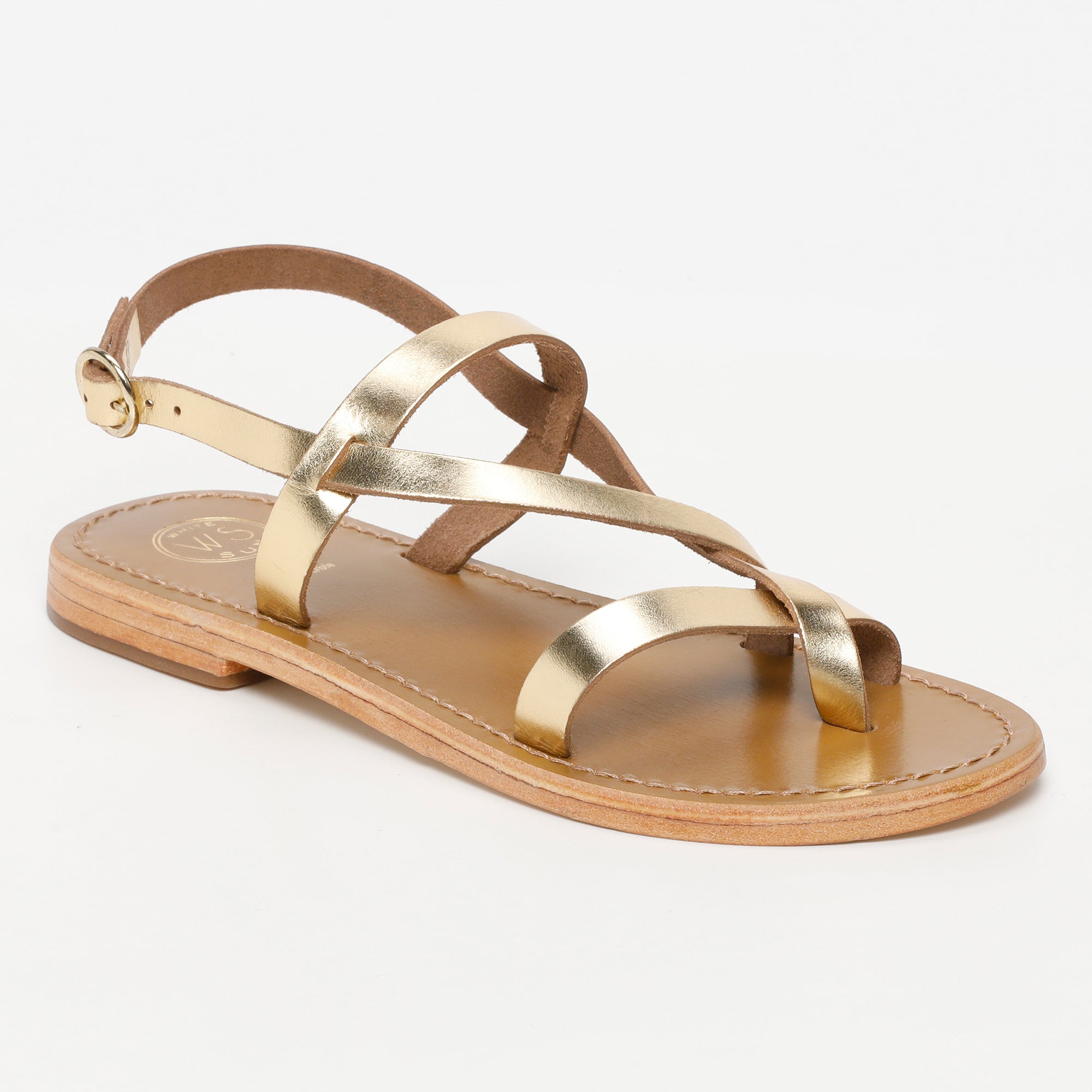 ALASSIO sandales entre doigt en cuir or foncé