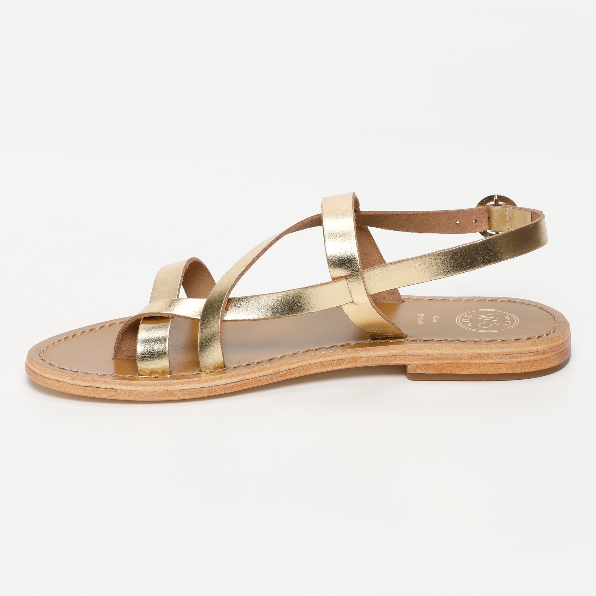 ALASSIO sandales entre doigt en cuir or foncé