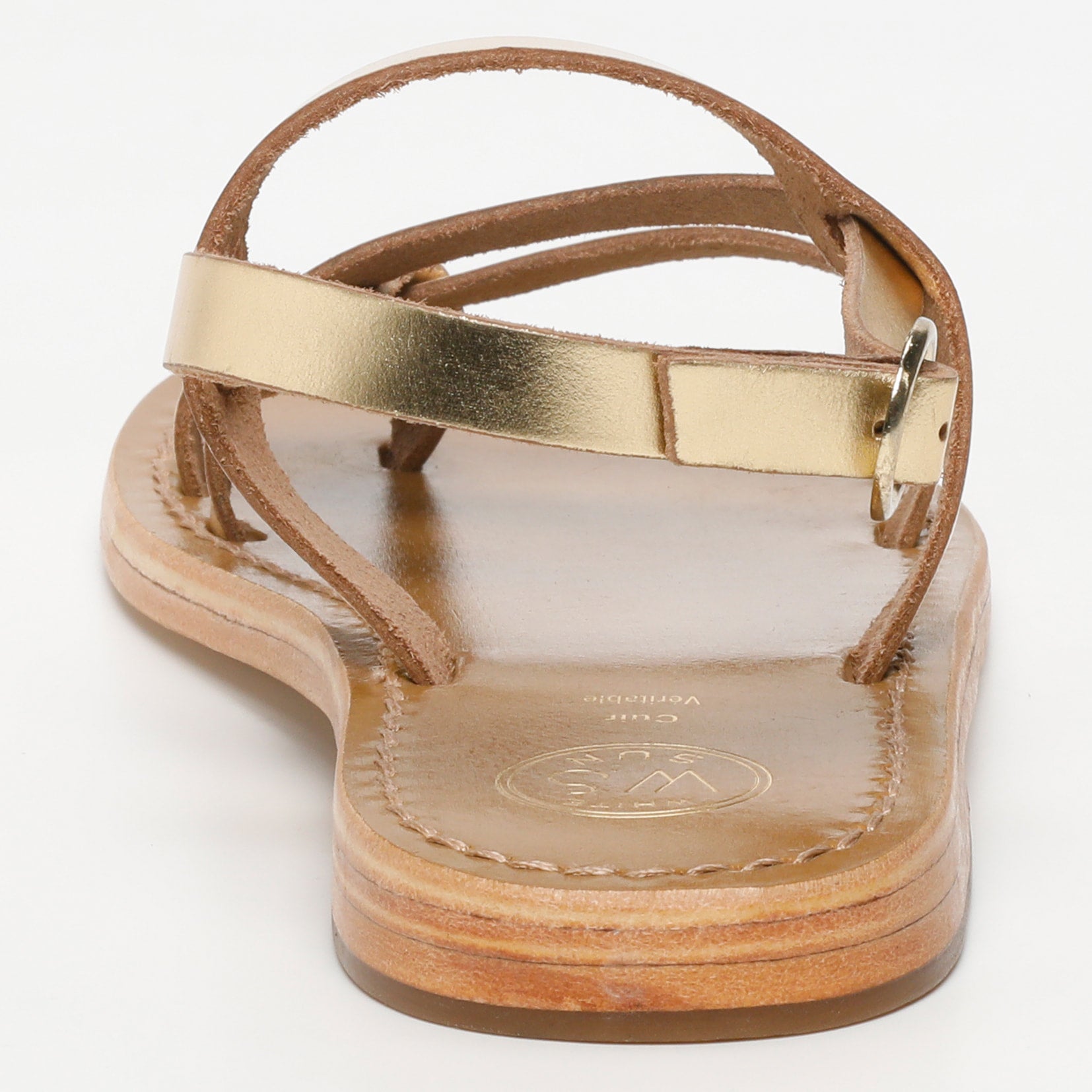 ALASSIO sandales entre doigt en cuir or foncé
