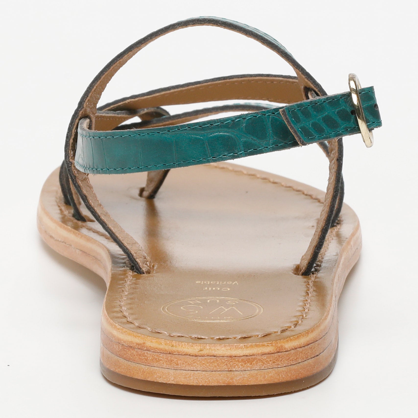 ALASSIO sandales entre doigt en cuir croco vert