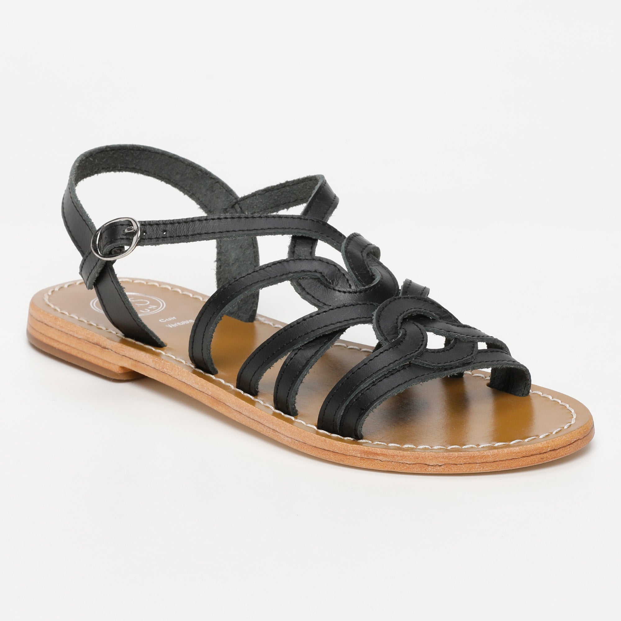 MADAI sandales en cuir noir