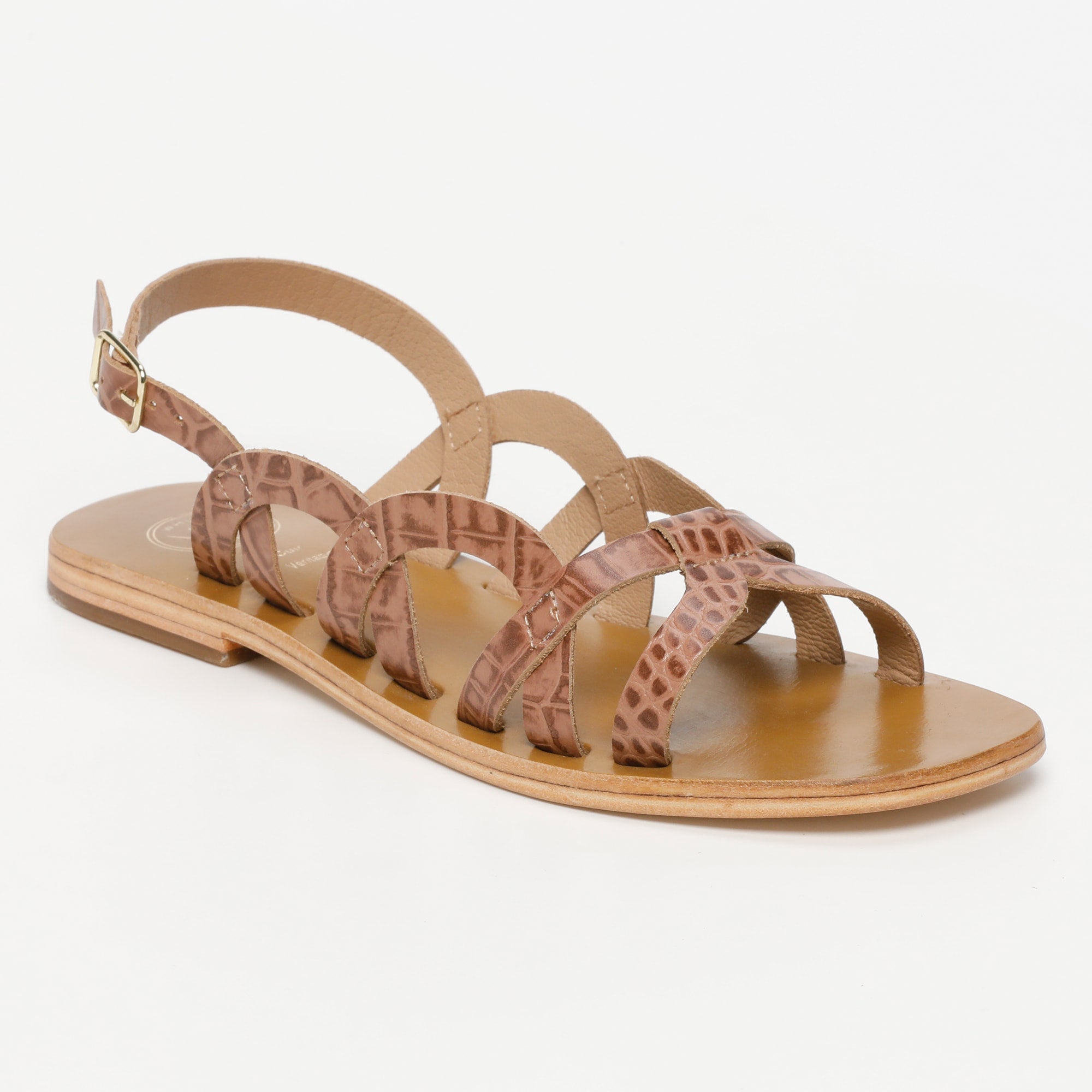 SAYLA sandales en cuir croco brun