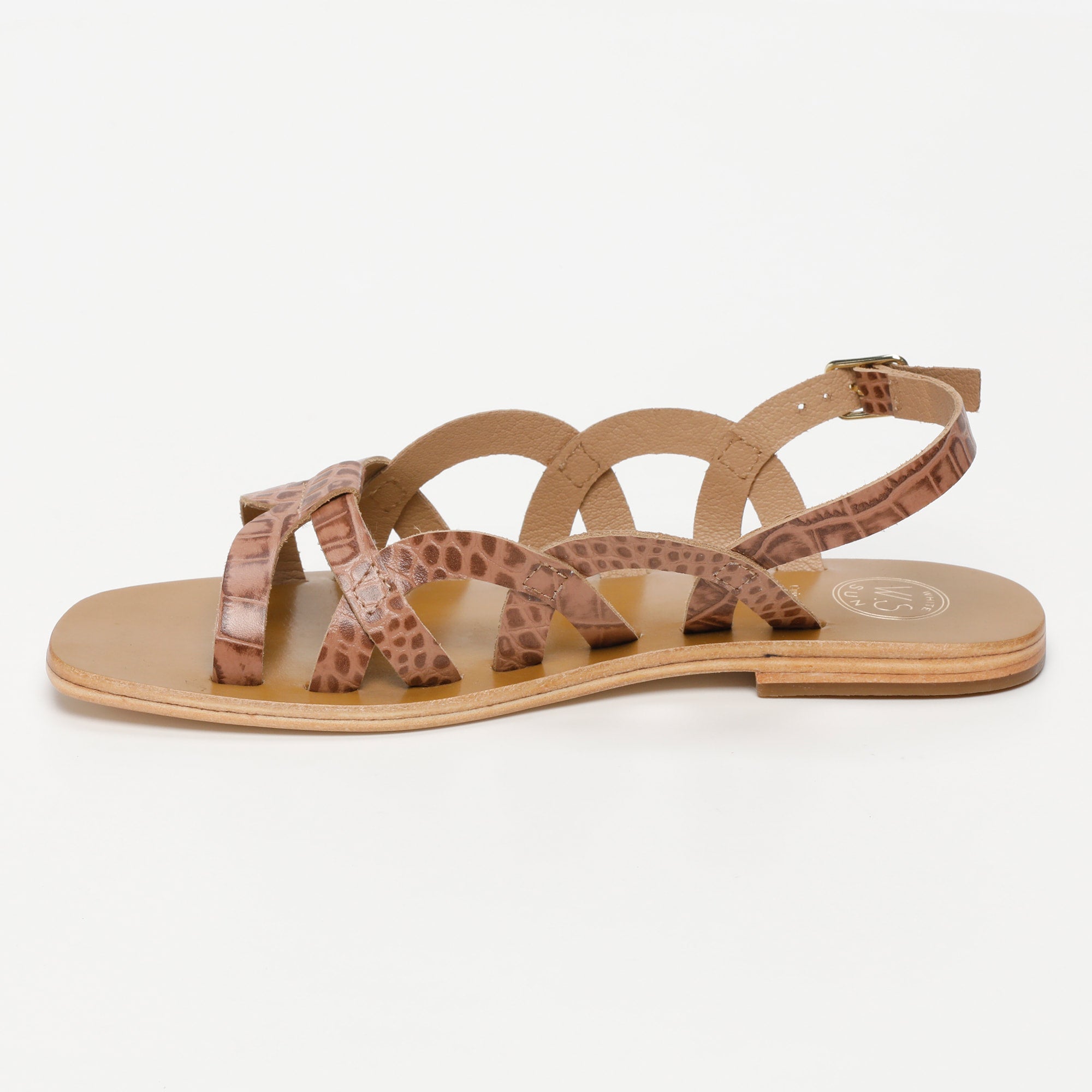 SAYLA sandales en cuir croco brun
