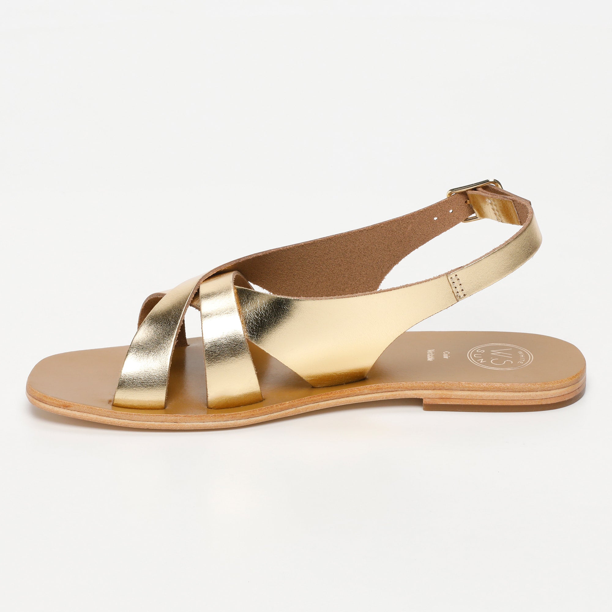SAMPAYA sandales en cuir or foncé