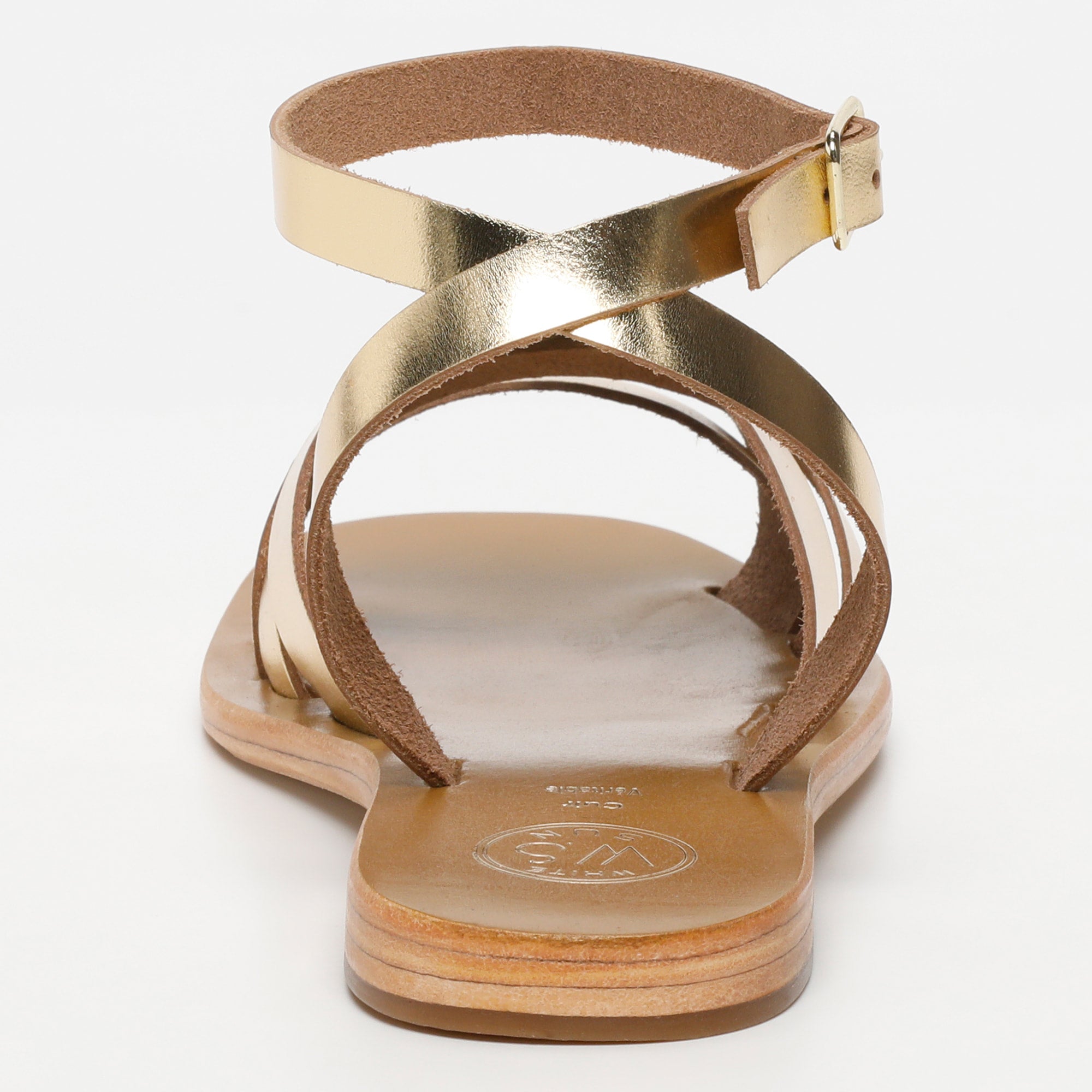 HUACHO sandales bracelet de cheville en cuir or foncé