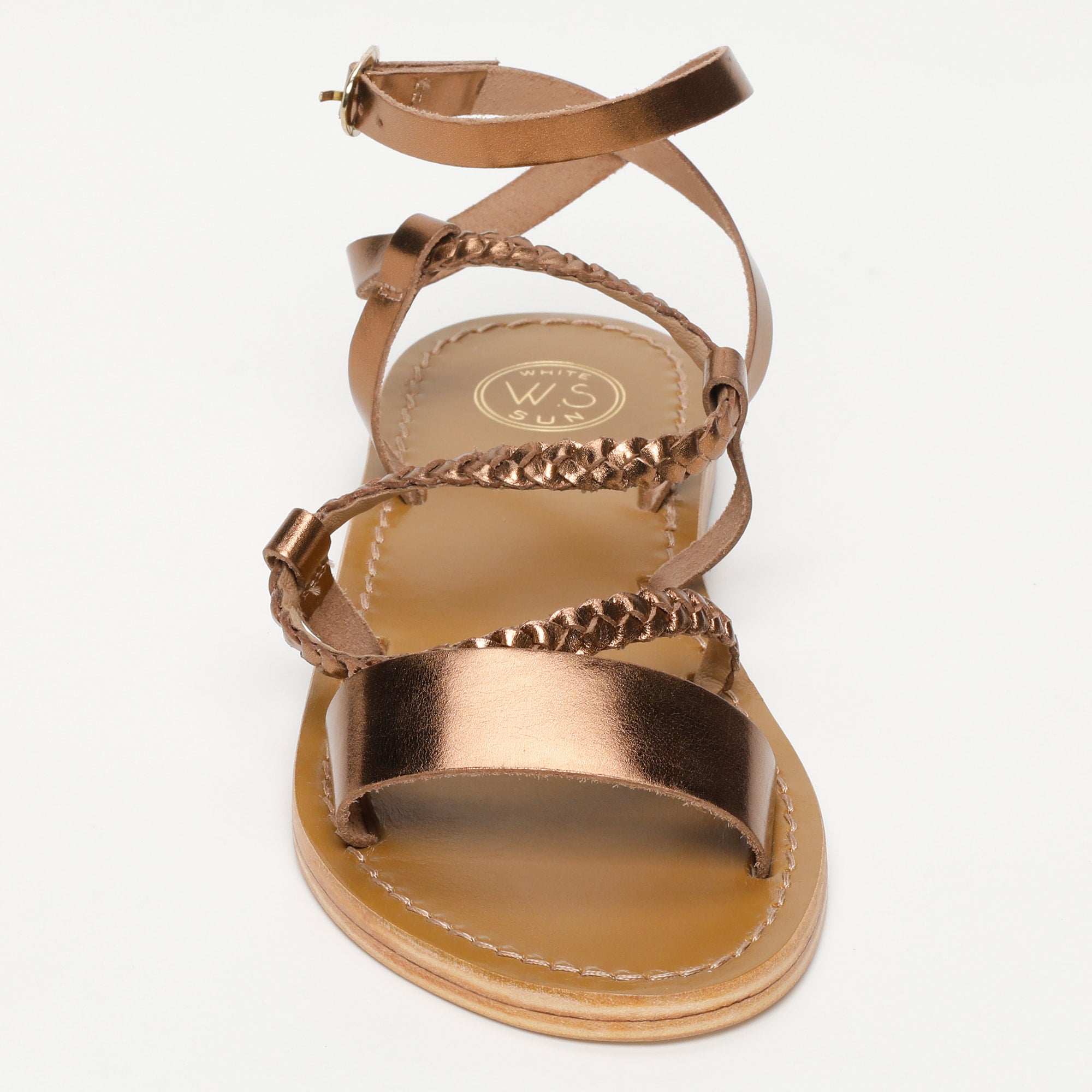 MAPARI sandales tresse en cuir bronze