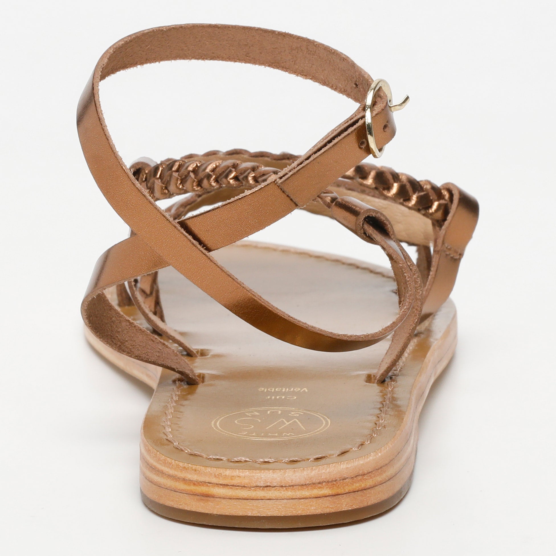 MAPARI sandales tresse en cuir bronze