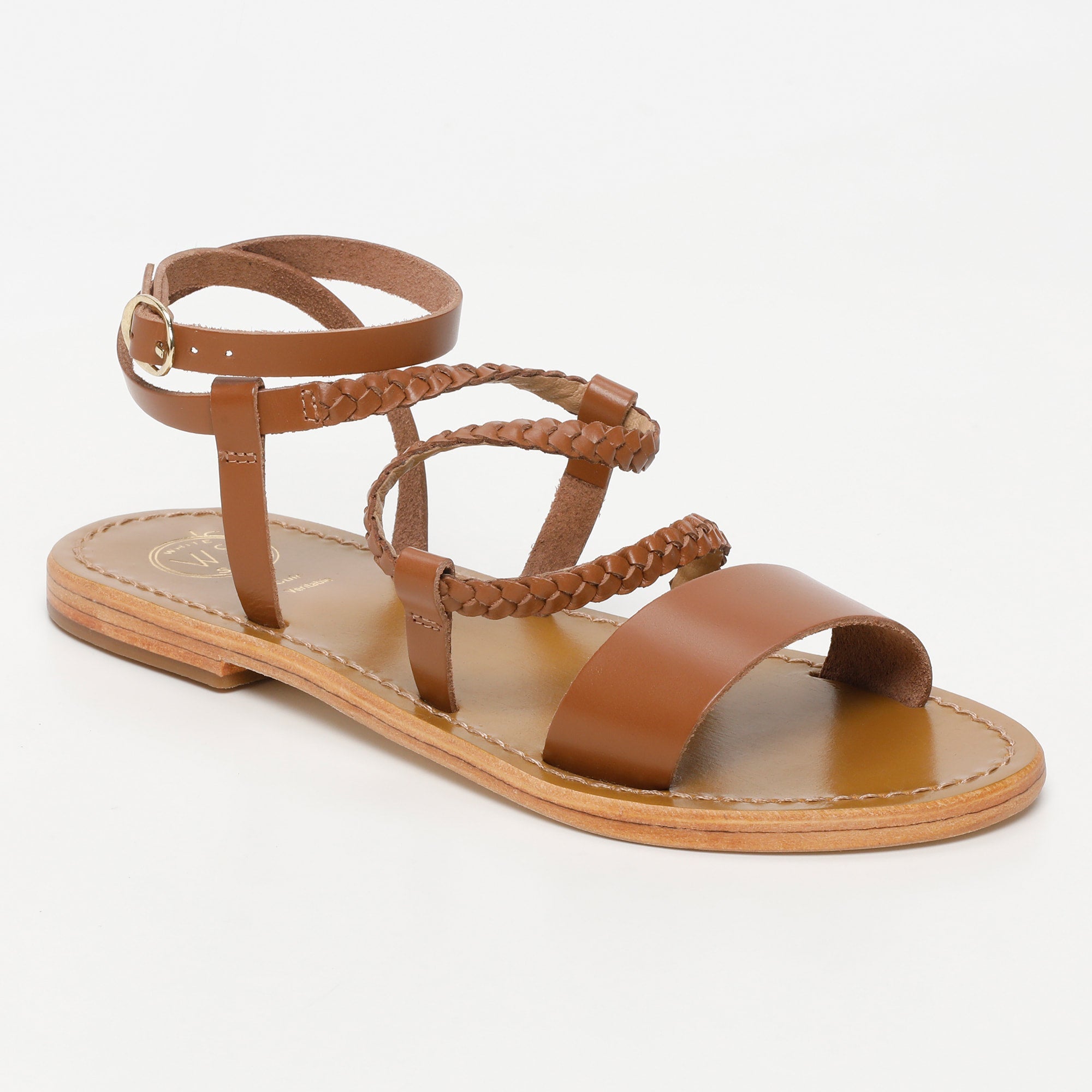 MAPARI sandales tresse en cuir camel
