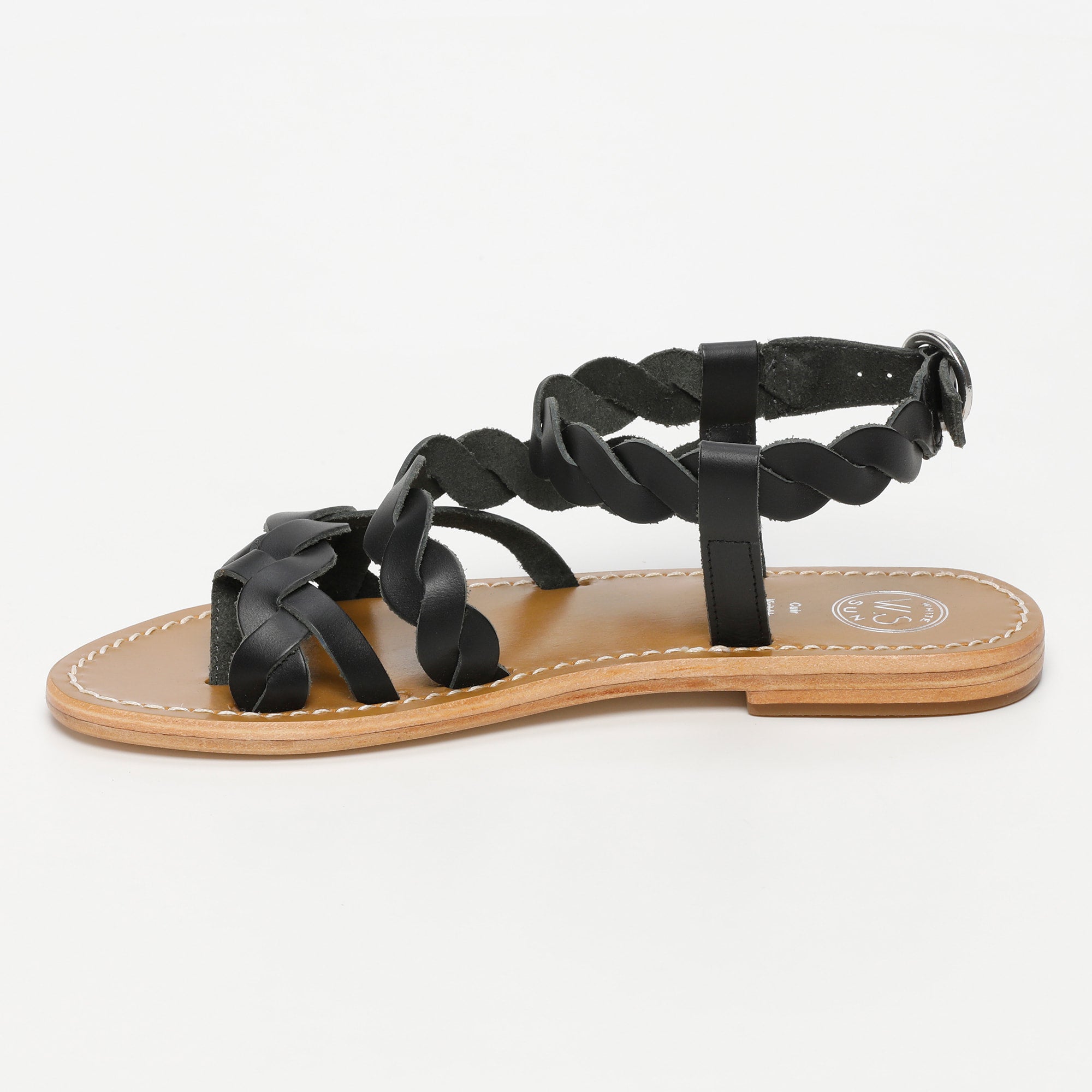 ALAMOSA sandales entre doigt en cuir noir